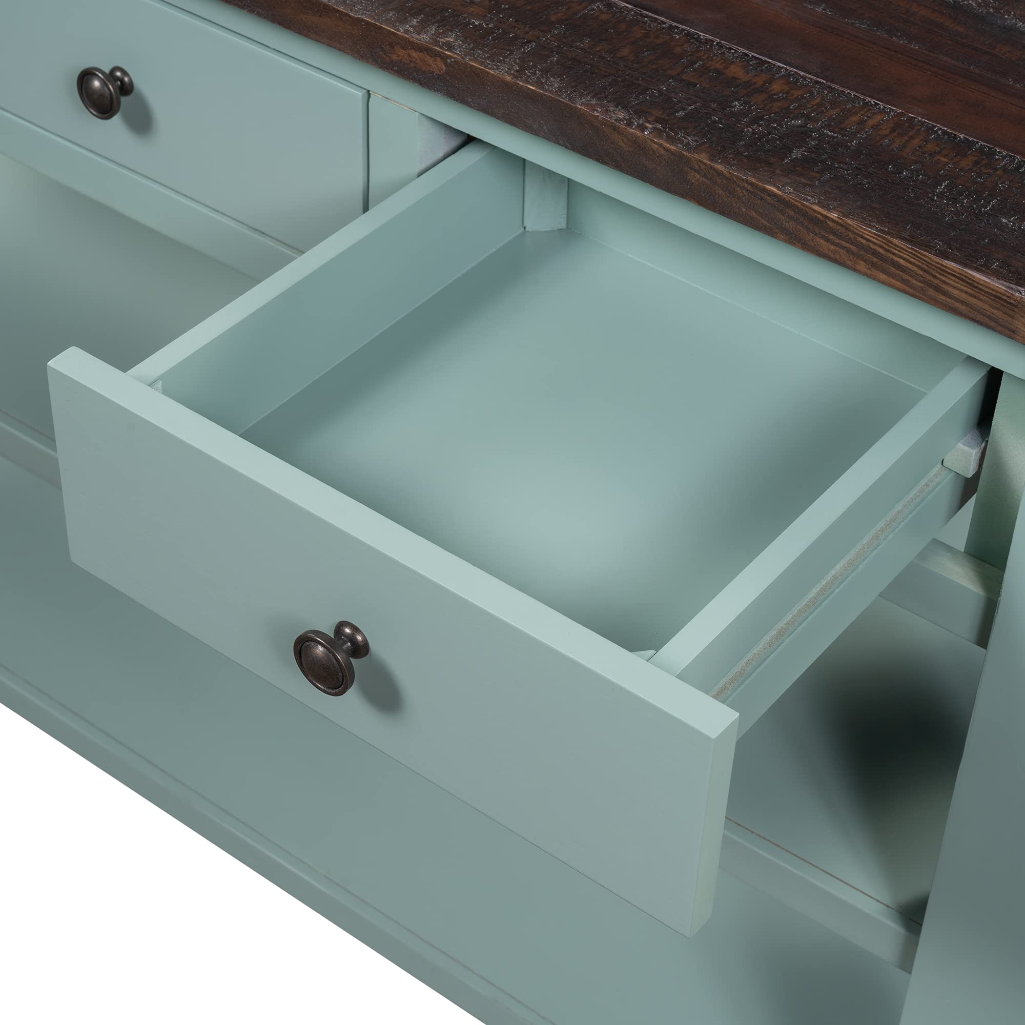 Modern Wood Console Table with 3 Drawers & 2 Shelves - Entryway Sofa Table, Hallway Sideboard, Living Room Buffet Table - Green (Perfect for Small Spaces & Home Decor)