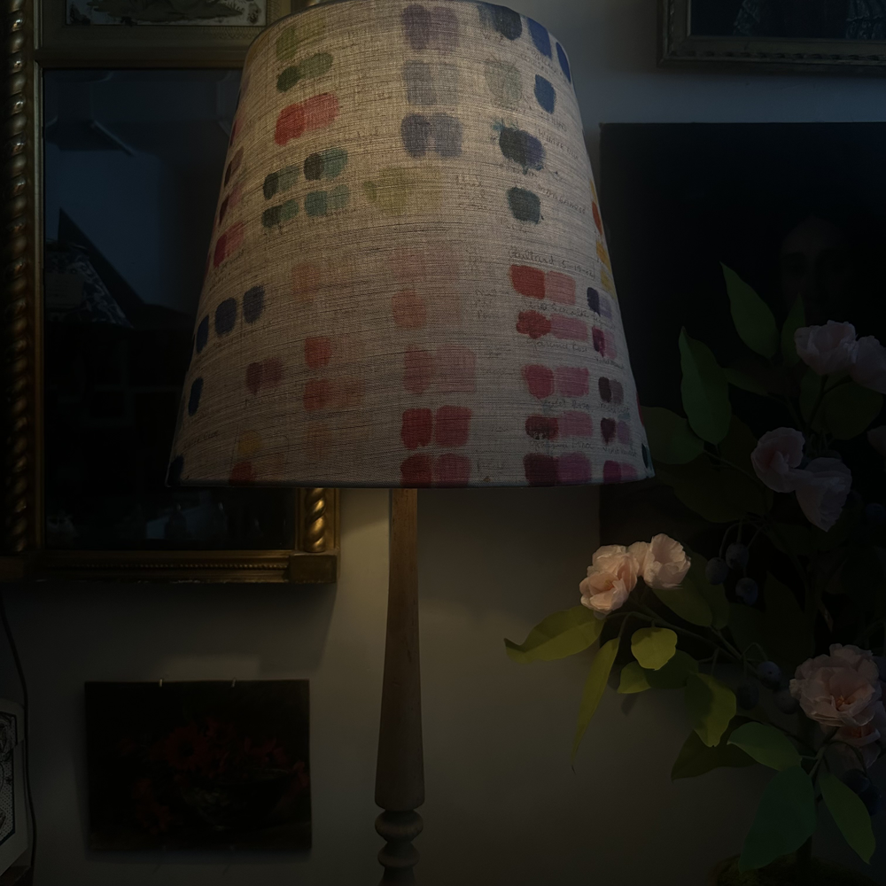 Custom John Derian for Designers Guild Mixed Tones Canvas Lampshade - Vintage Home Decor, Boho Chic Lighting for Bedroom & Living Room