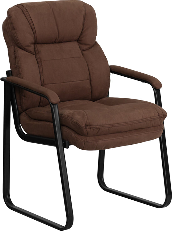 Premium FLASH Microfiber Executive Office Chair with Lumbar Support & Sled Base - Ergonomic Reception Chair for Home & Business Use