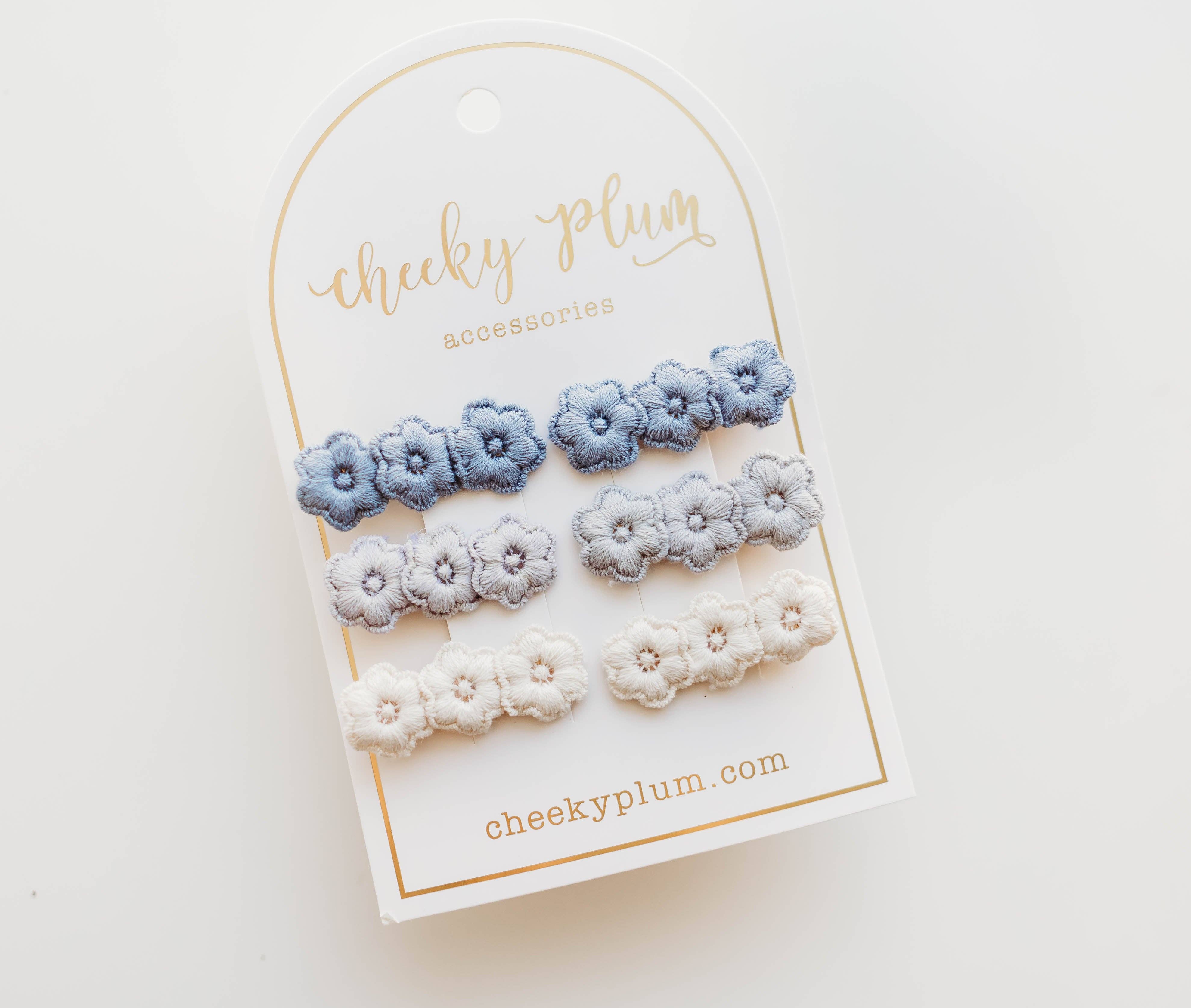 Blue Ombre Embroidery Hair Clip Set - Handmade Floral Hair Accessories for Women & Girls - Perfect for Weddings, Parties & Everyday Styling