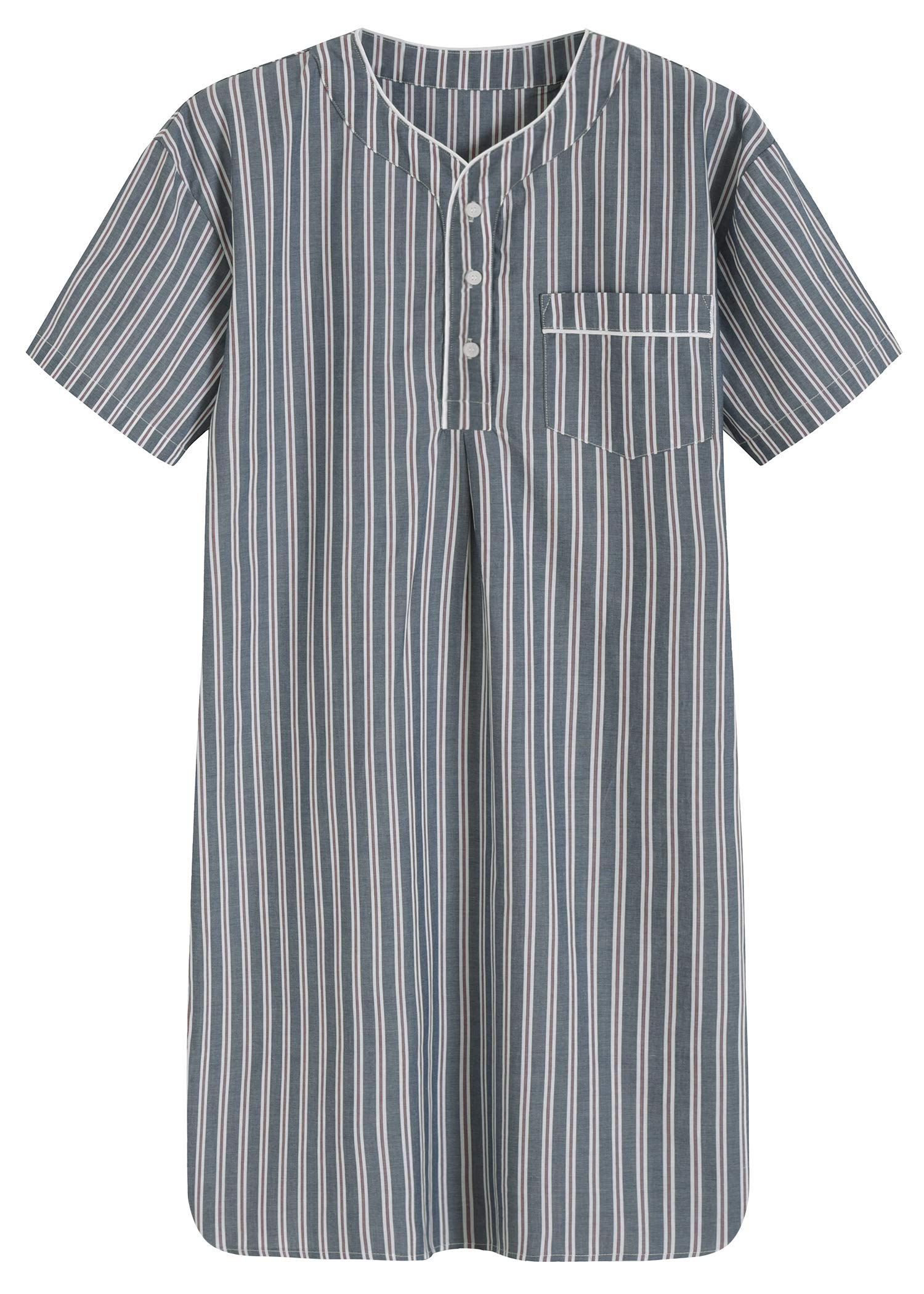 Men's Plaid Cotton Nightshirt - Soft Sleep Shirt for Comfortable Lounge & Bedtime - Perfect for Relaxing at Home or Cozy Sleepwear