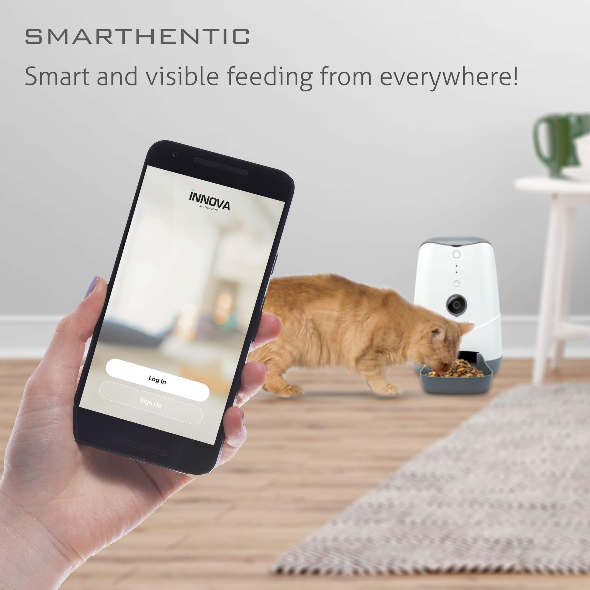 Smart WiFi Pet Feeder with HD Camera - Automatic Cat & Dog Food Dispenser, Programmable Portion Control, APP Control, Voice Recorder - Perfect for Home Monitoring and Pet Care While Traveling