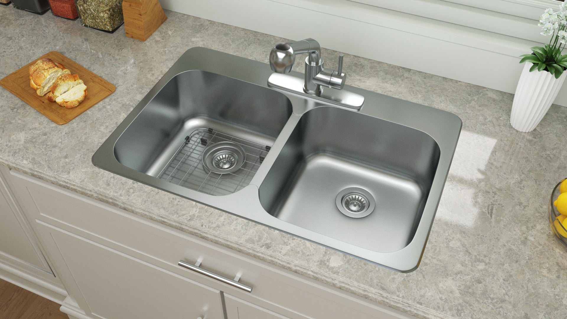 Toledo Transitional Pull Down Kitchen Faucet - Modern Stainless Steel Single Handle Sprayer with High Arc Spout for Easy Washing - Perfect for Cooking, Dishwashing & Kitchen Cleaning