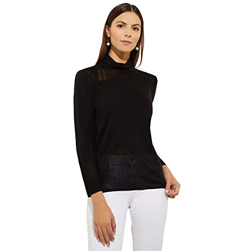 Sheer Inset Turtleneck (Black)
