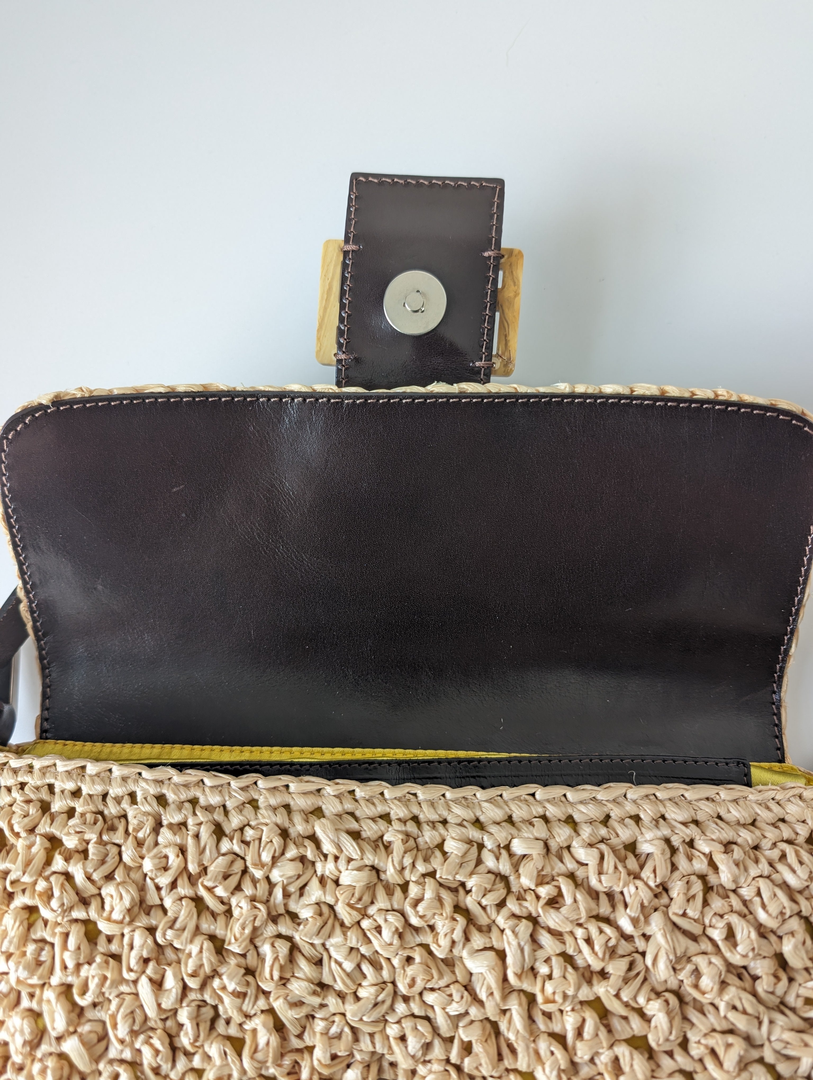 Fendi Raffia Woven Baguette Bag - Luxury Straw Handbag for Women | Perfect for Summer, Beach, and Casual Outings