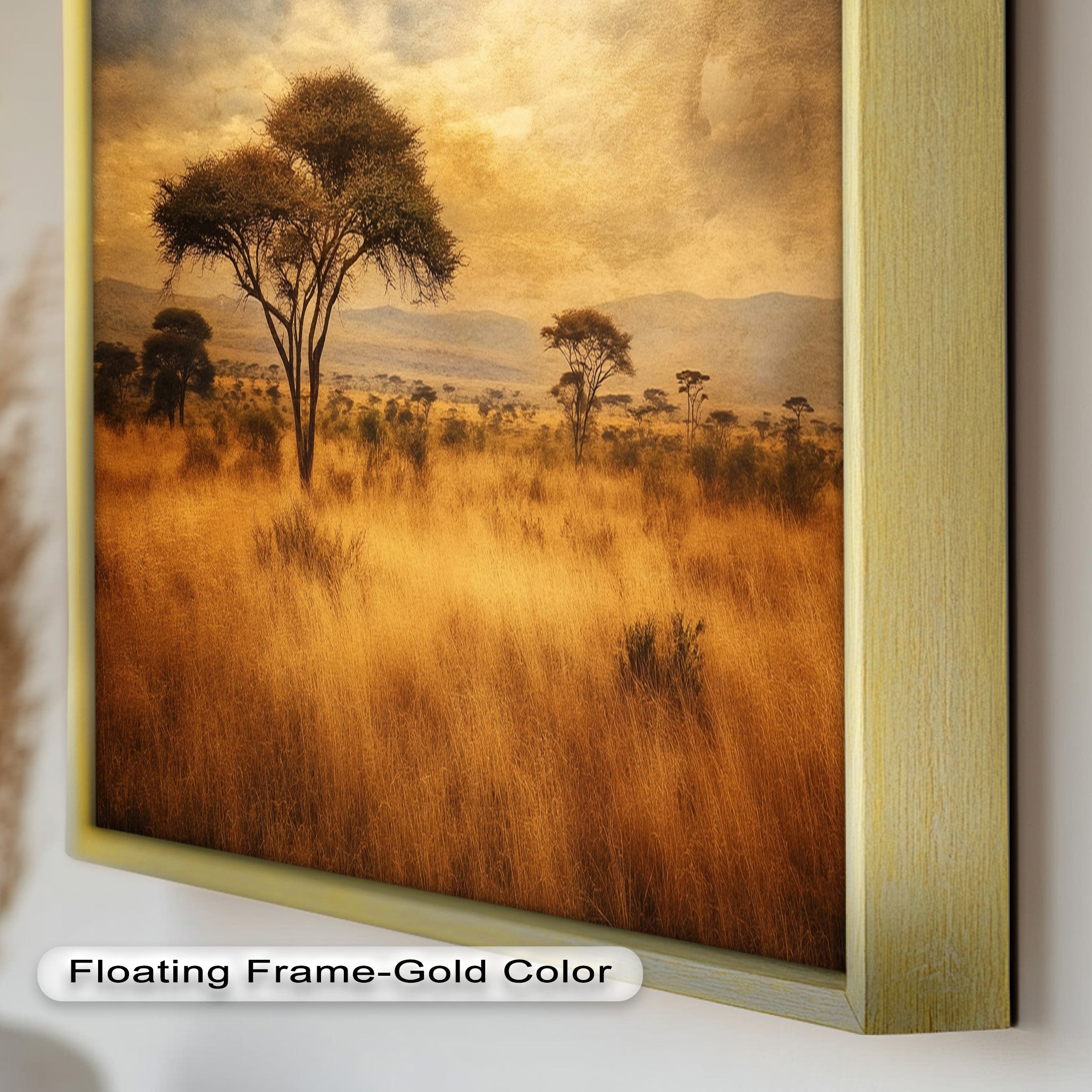 African Savanna Tree Landscape Oil Painting Wall Art - Handmade Canvas Artwork for Living Room, Bedroom & Office Decor