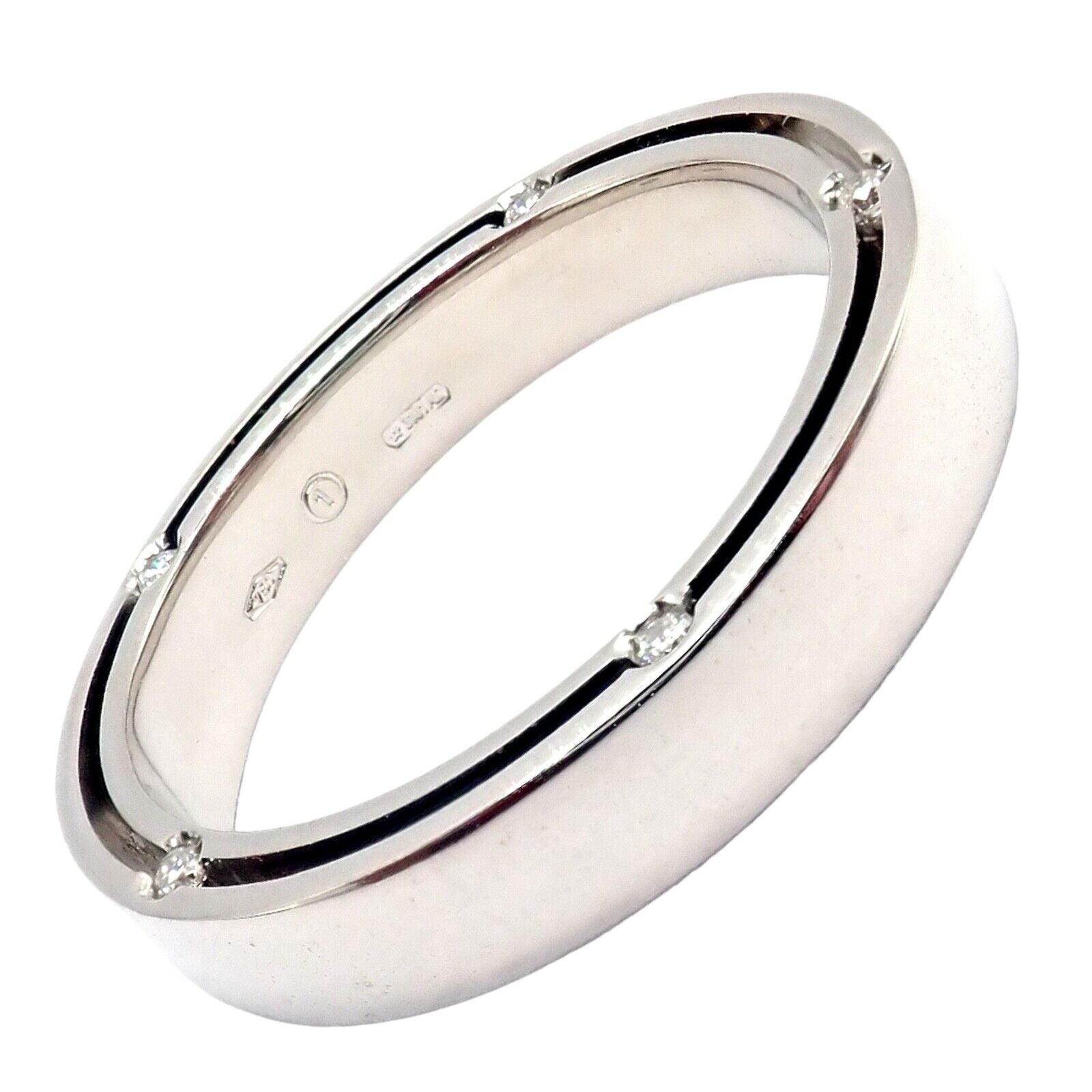 Authentic Damiani 18K White Gold Diamond D-Side 4mm Band Ring Size 7.75 - Perfect for Weddings, Anniversaries & Luxury Gifts