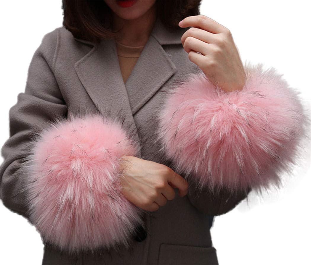 Women's Winter Faux Fur Arm Warmers - Soft Fuzzy Wrist Cuffs & Hand Warmers for Cold Weather, Fashion Accessories, Outdoor Activities, and Office Wear