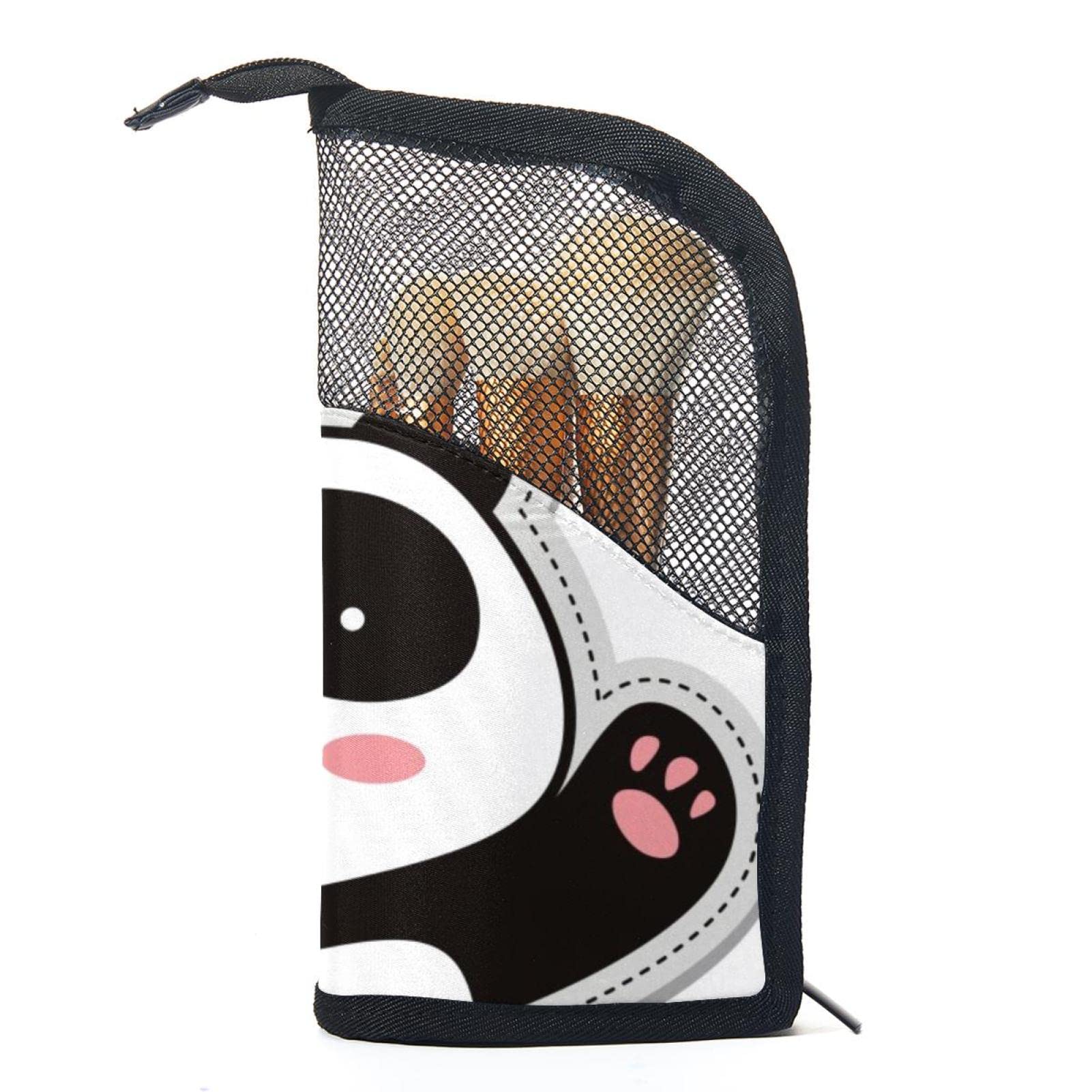 Portable Panda Bear Makeup Brush Organizer Bag with 12 Brush Holder - Perfect for Travel, Home Vanity & Professional Makeup Artist Kit