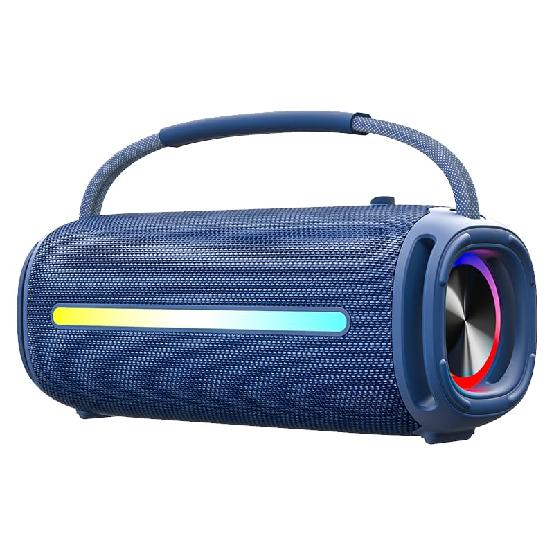 Premium Portable Bluetooth Speaker - 20W Super Bass, Waterproof Wireless Speaker with Colorful LED Lights, TWS Pairing for Outdoor, Party, Home, Beach & Travel (Blue) | Perfect for Camping, Poolside, Backyard BBQs & Road Trips