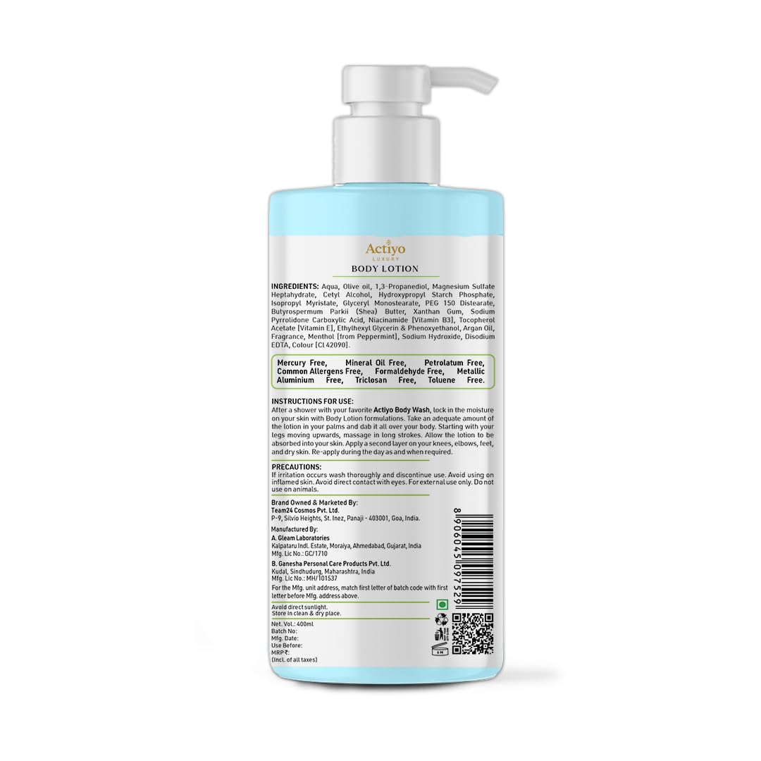 Actiyo® Luxury Body Lotion - Skin Repair, Detox & Soothing Moisturizer | Lightweight Non-Greasy Gel Formula | Perfect for Dry, Sensitive Skin & Daily Hydration