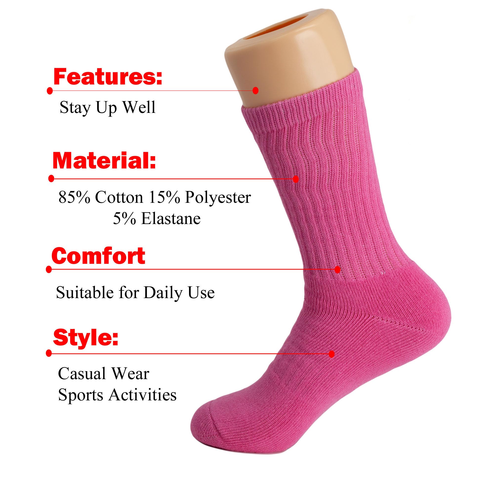 American Made Solid Cotton Cushion Crew Socks for Men - Breathable Athletic Sport Socks for Running, Hiking & Everyday Comfort