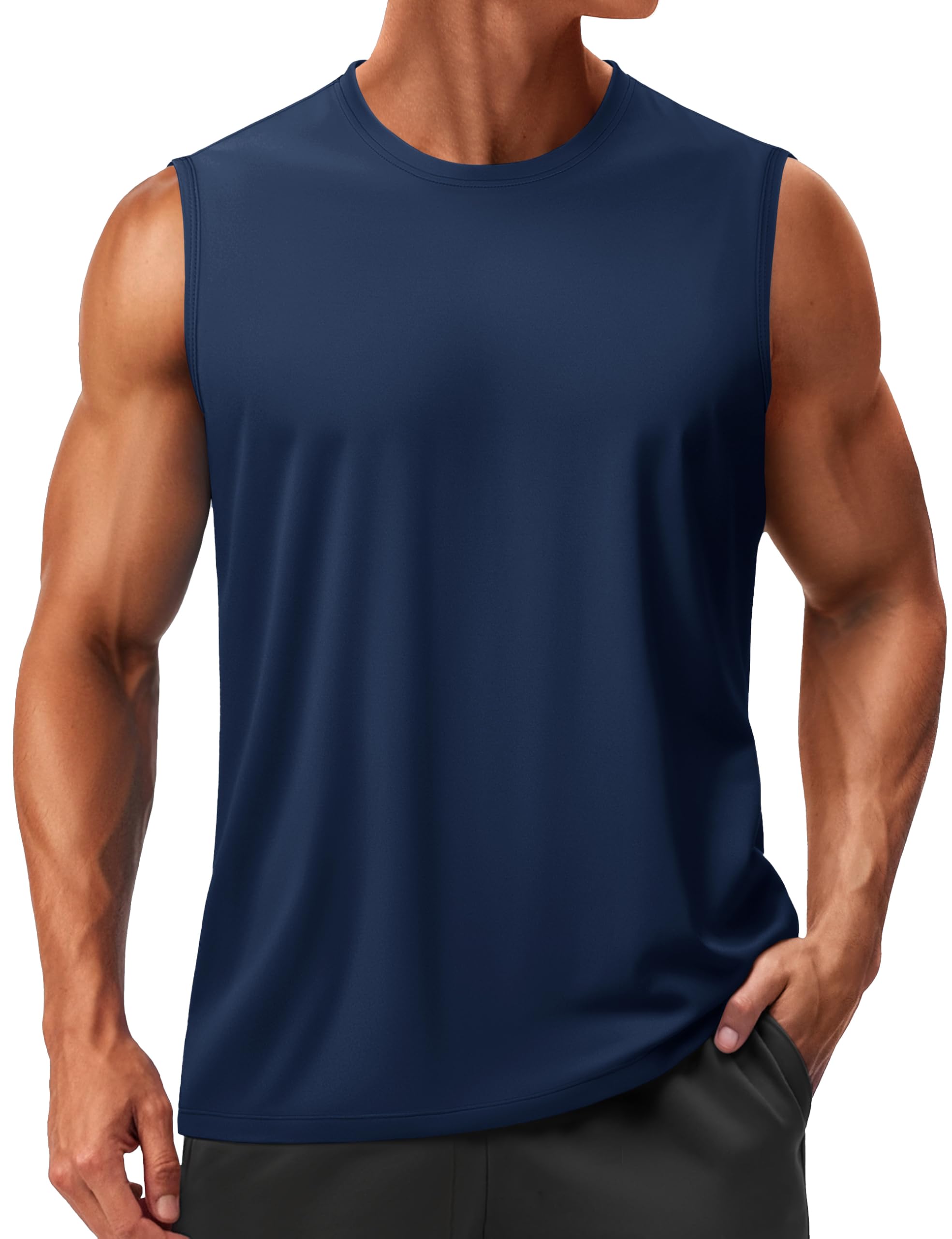 TACVASEN Men's Quick Dry Sleeveless Shirt - UPF 50+ Sun Protection Athletic Tank Top for Gym, Workout & Outdoor Activities | Moisture Wicking Muscle Shirt for Running, Hiking & Summer Sports
