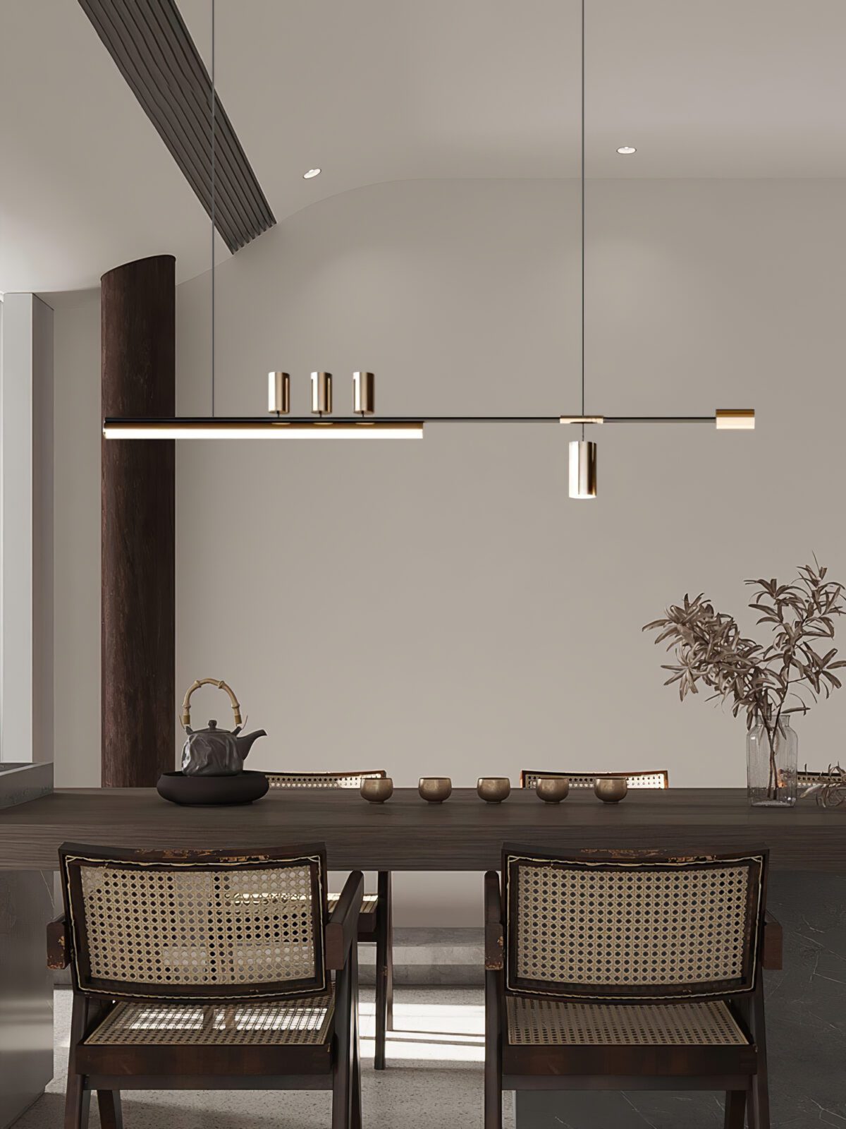 Modern Eden Linear Pendant Light - Sleek Minimalist Hanging Fixture for Kitchen Island, Dining Room & Bedroom Lighting - Adjustable LED Chandelier for Contemporary Home Decor