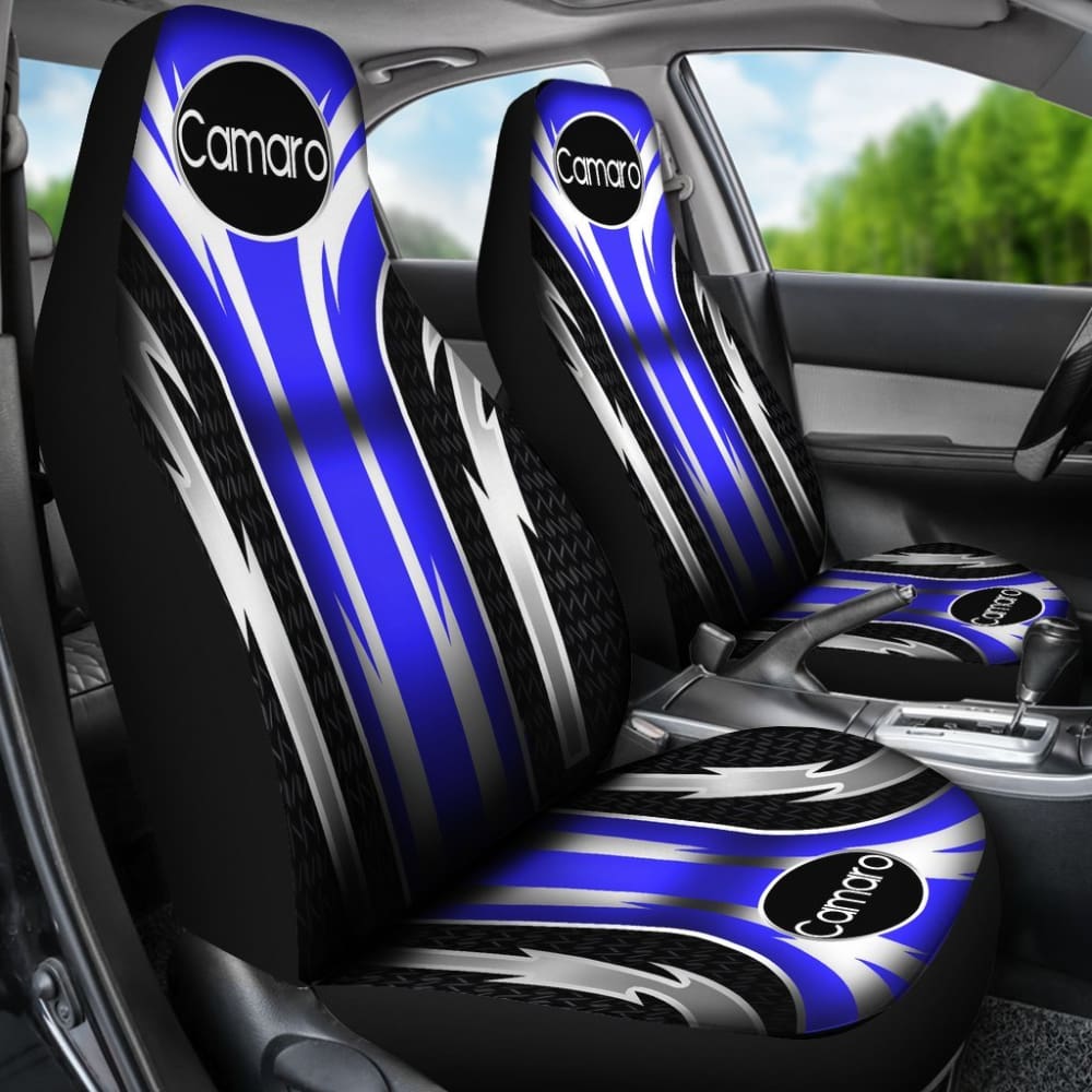 Premium 2-Piece Front Camaro Seat Covers - Blue (Fits 2010-2023 Models) | Universal Fit | Durable Neoprene Material | Perfect for Car Enthusiasts & Daily Commuters