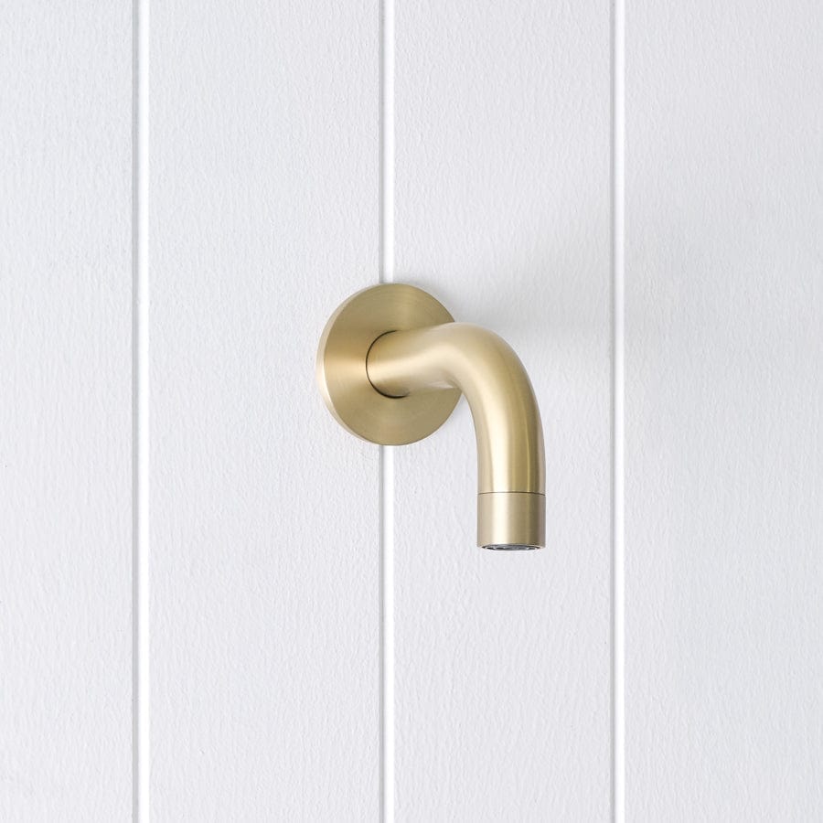Sydney Short Wall Spout Warm Brushed Nickel - Modern Bathroom Faucet for Sink, Vanity & Powder Room - Perfect for Small Spaces & Water Conservation