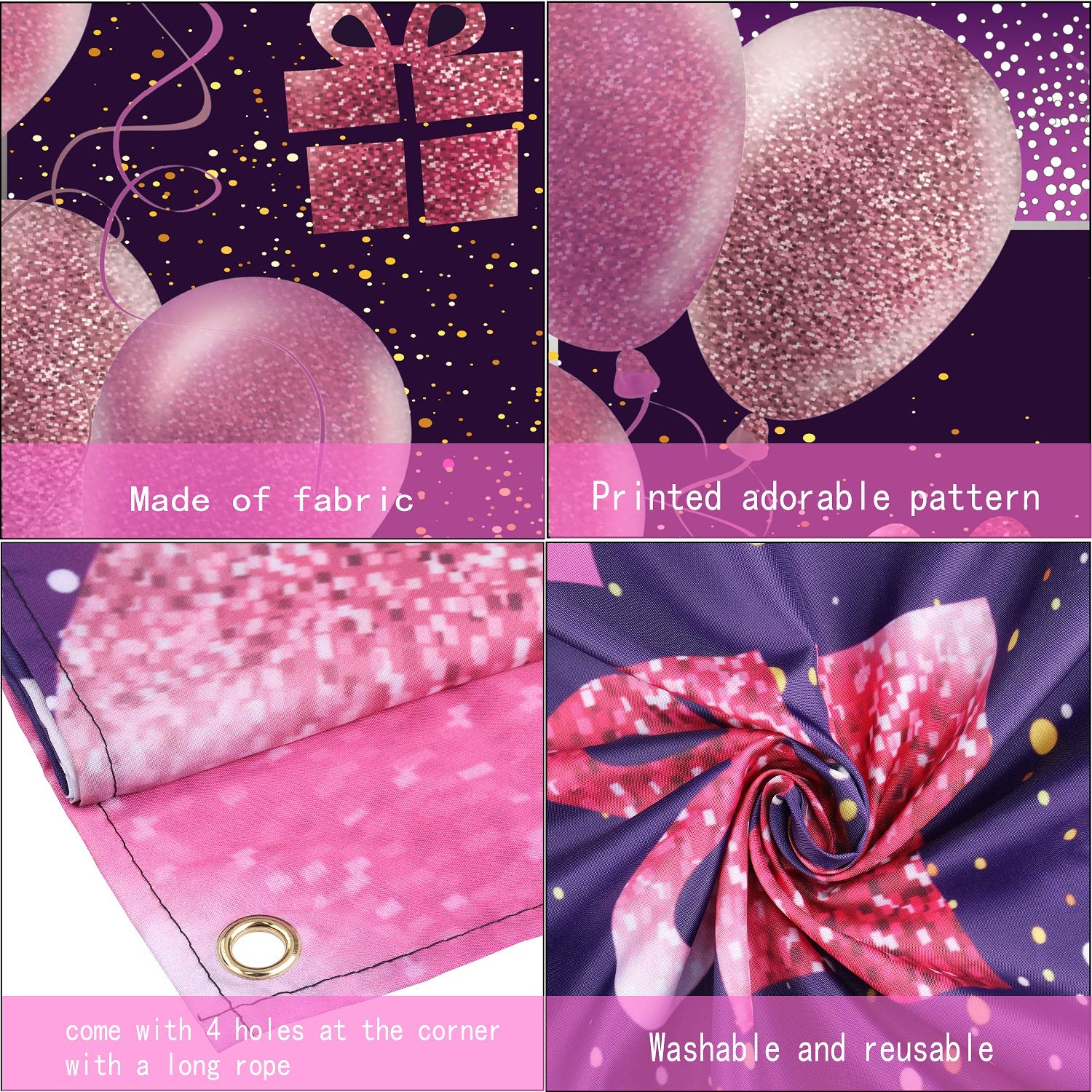 IMISI 46th Birthday Decorations for Women - Pink Happy Birthday Banner, Party Backdrop & Decor - Perfect for Birthday Parties, Celebrations & Photo Booths