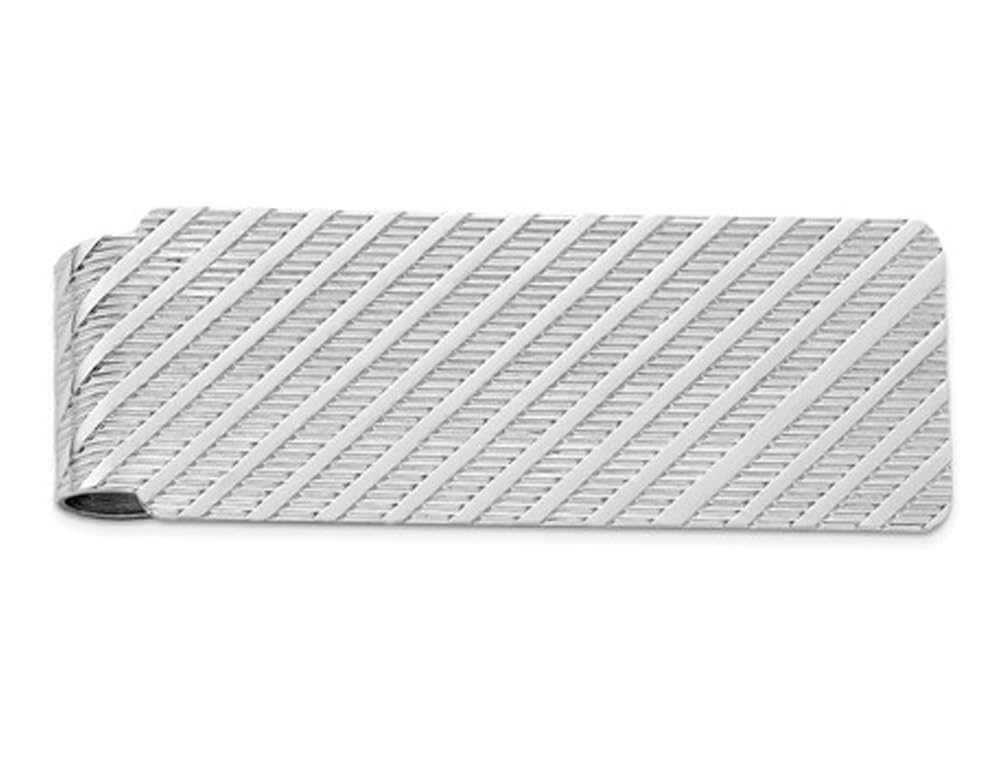 Sterling Silver Rhodium Plated Money Clip - Elegant Gift for Men, Slim Wallet Alternative - Perfect for Cash, Credit Cards & Business Cards | Ideal for Weddings, Graduations & Corporate Events