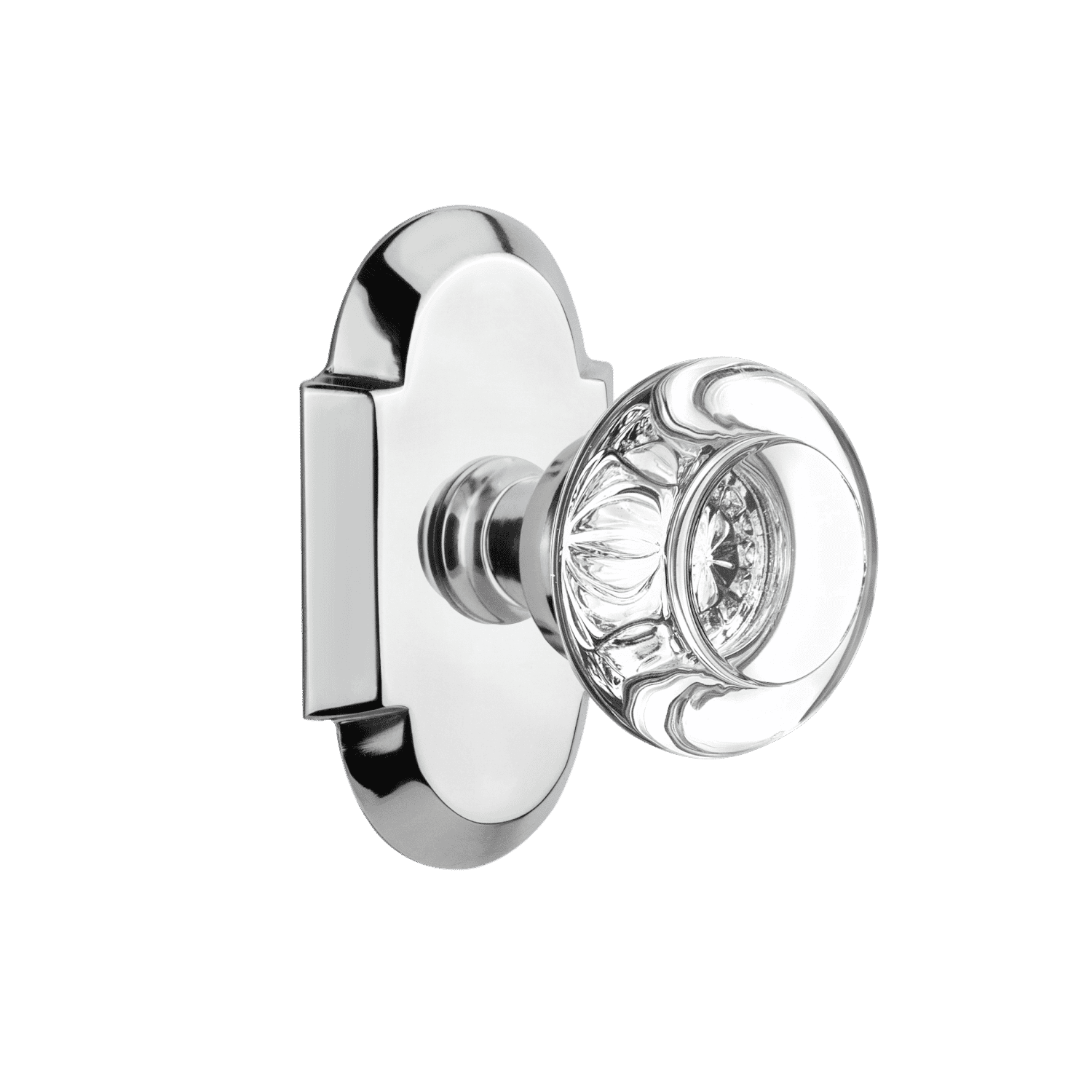 Vintage Cottage Short Plate with Round Clear Crystal Knob in Bright Chrome - Perfect for Cabinet Doors, Drawers & Furniture Hardware Upgrade