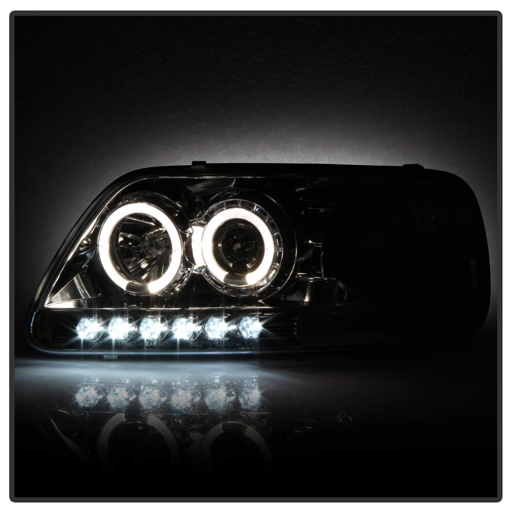 LED Halo Headlights for Ford F150 1997-2003 - Chrome/Clear Lens - High Performance Replacement Headlights for Night Driving & Off-Road Use