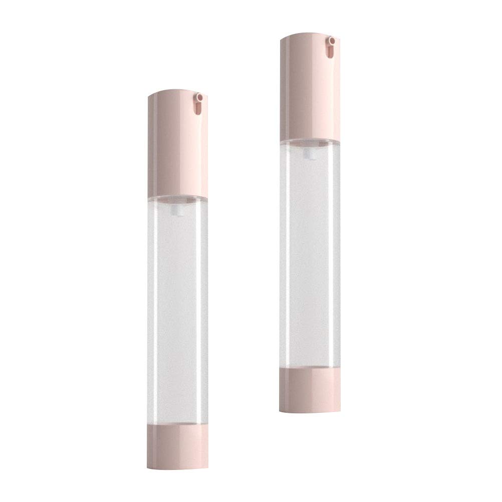 Cabilock 2-Pack Travel-Sized Foundation Bottles - Clear Pink Makeup Containers with Pump Dispenser for Lotion, Cream & Liquid Cosmetics | Perfect for Toiletries, Vanity Organizer & On-The-Go Touch Ups