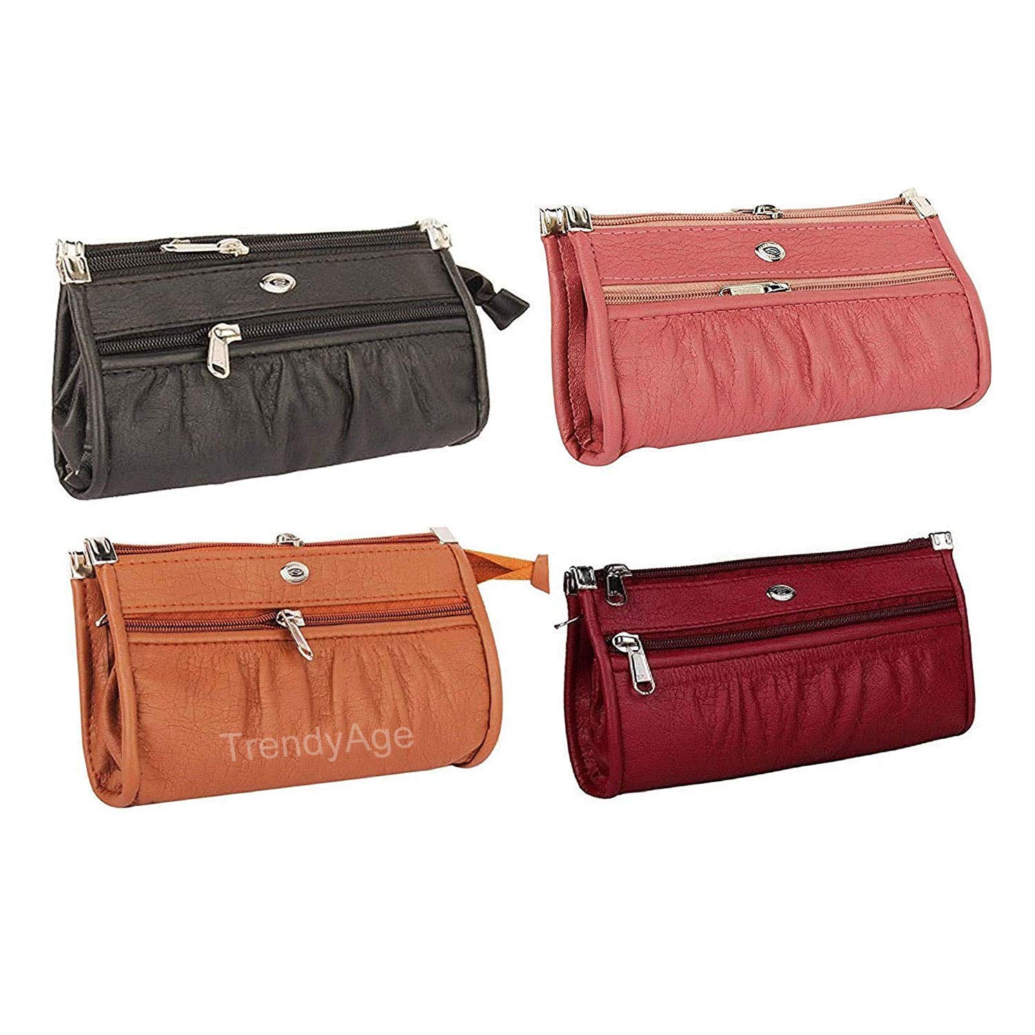 TrendyAge Women's PU Leather Wallet Clutch Set of 4 - Multi-Color Ladies Handbag Purse for Everyday Use, Parties & Special Occasions