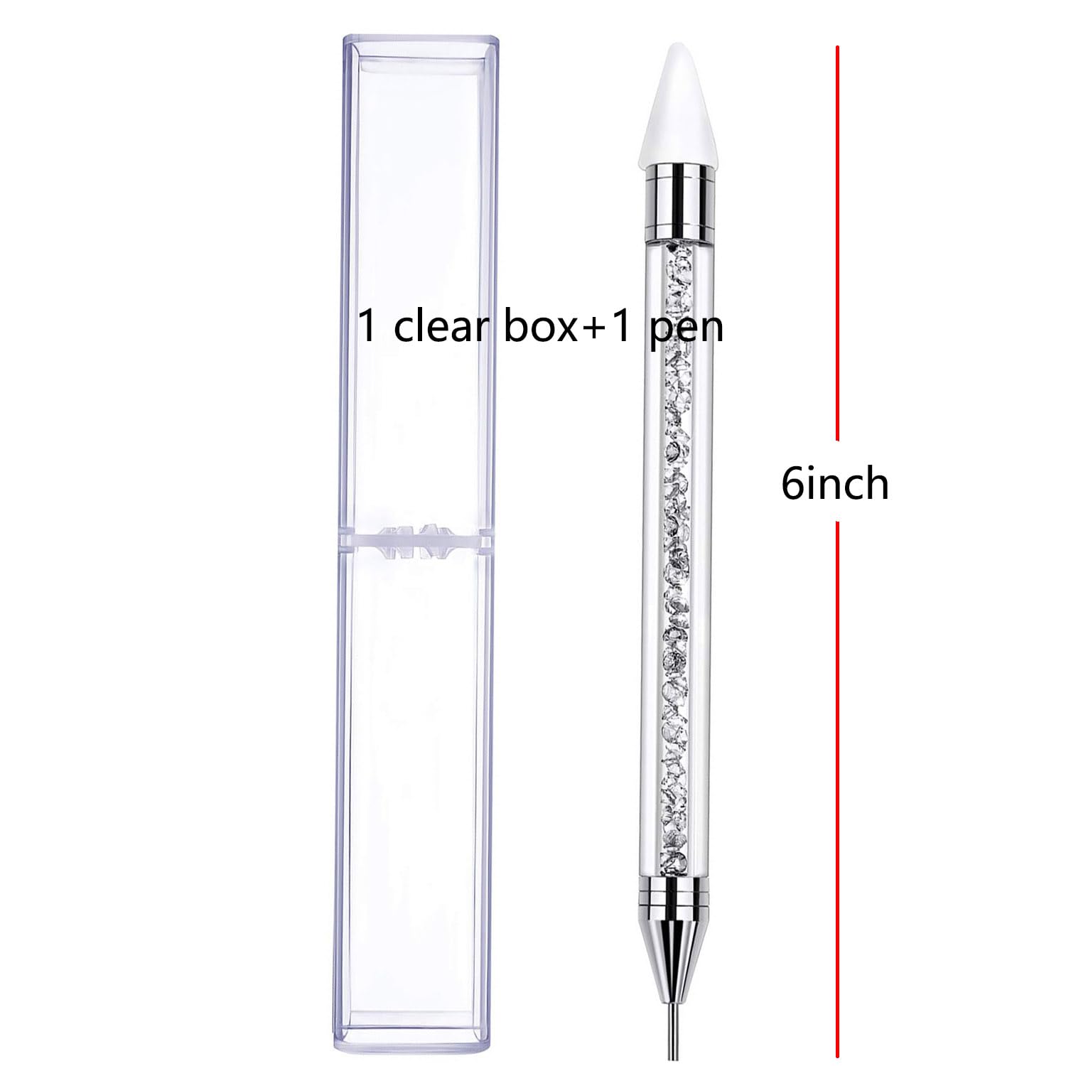 Dual Ended Nail Rhinestones Picker & Dotting Pen - Professional Nail Art Design Tool for Gems, Crystals, Studs & Beads (White) | Perfect for DIY Nail Decoration, Salon Use & Home Manicures