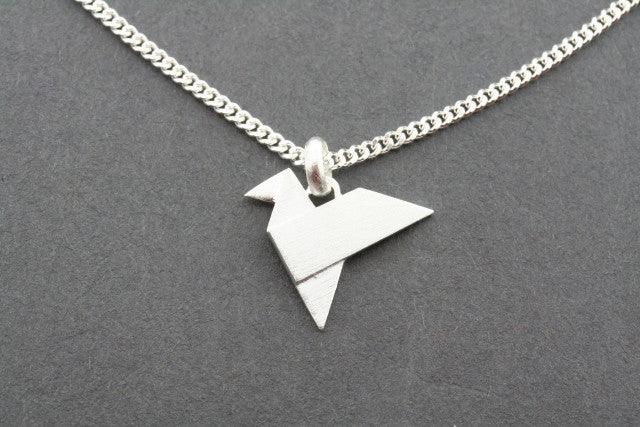 Elegant Flat Origami Crane Pendant Necklace with 55cm Link Chain - Perfect for Gifts, Weddings, and Everyday Wear