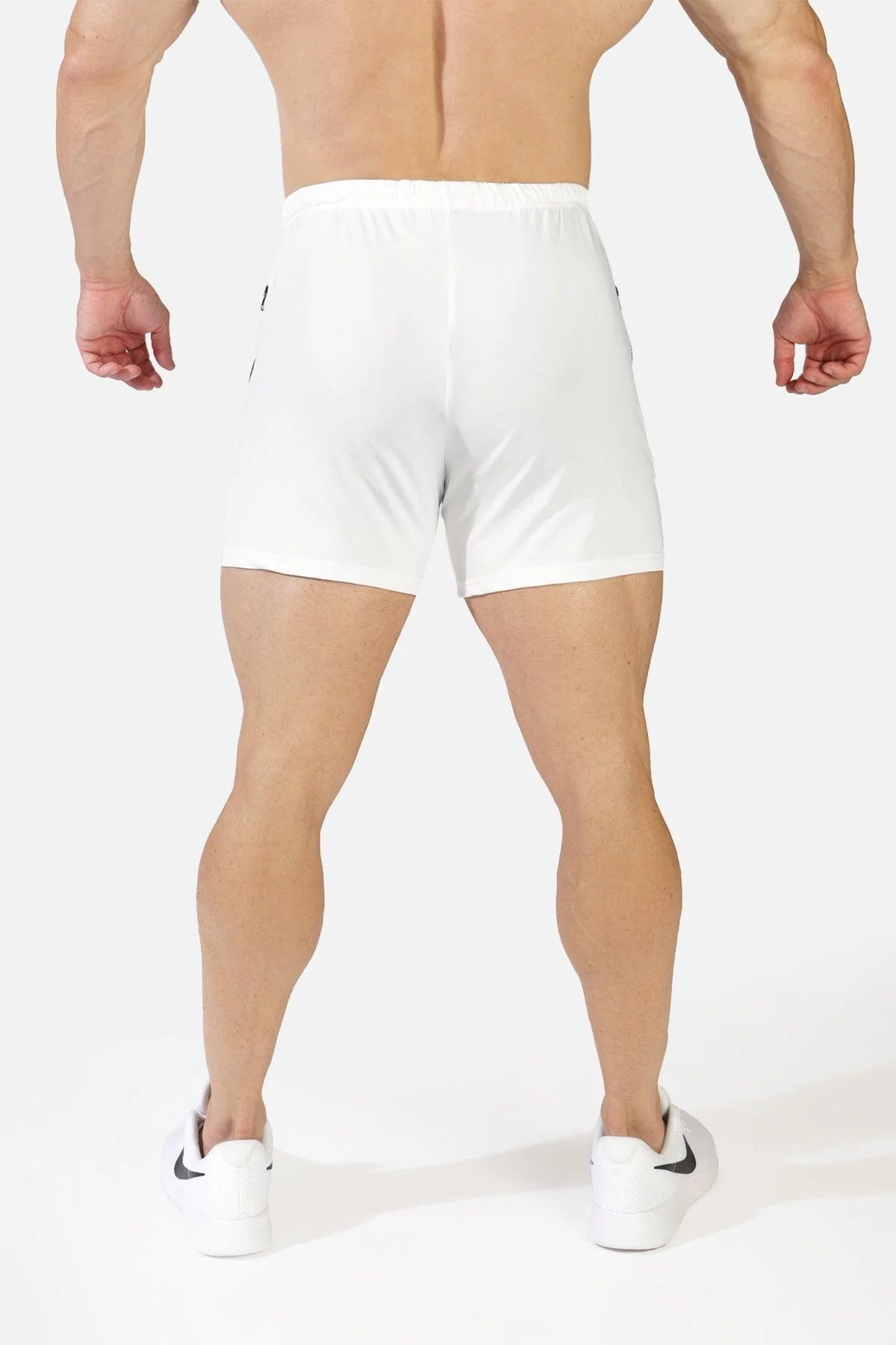 Jed North Agile 4 Gym Shorts with Zipper Pockets - White | Men's Workout Running Training Shorts for Gym & Outdoor Sports