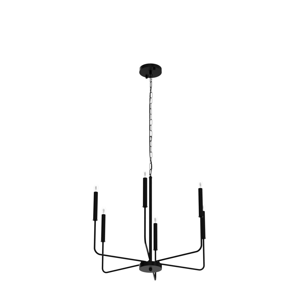 ETONIMERR 6-Light Matte Black Chandelier - 26 Inch Farmhouse Pendant Light Fixture with Industrial Rustic Design for Dining Room, Kitchen Island, Living Room & Foyer | Perfect for Home Decor, Wedding Venues and Restaurant Lighting