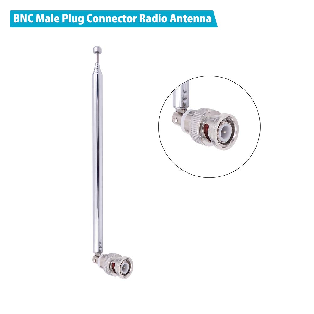 Fancasee BNC Radio Antenna - Telescopic Stainless Steel HF VHF UHF Antenna with BNC Male Connector for Portable Handheld Radios, Police Scanners & Receivers | Ideal for Emergency Communication, Ham Radio & Field Operations