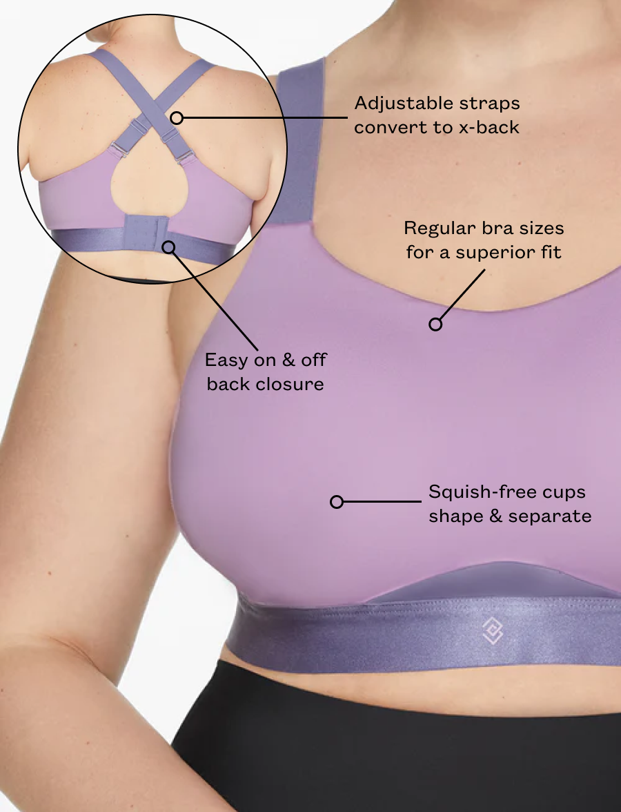 High Support Kinetic Adjustable Sports Bra for Women - Workout, Running, Yoga & Active Wear - Moisture Wicking & Breathable Fabric