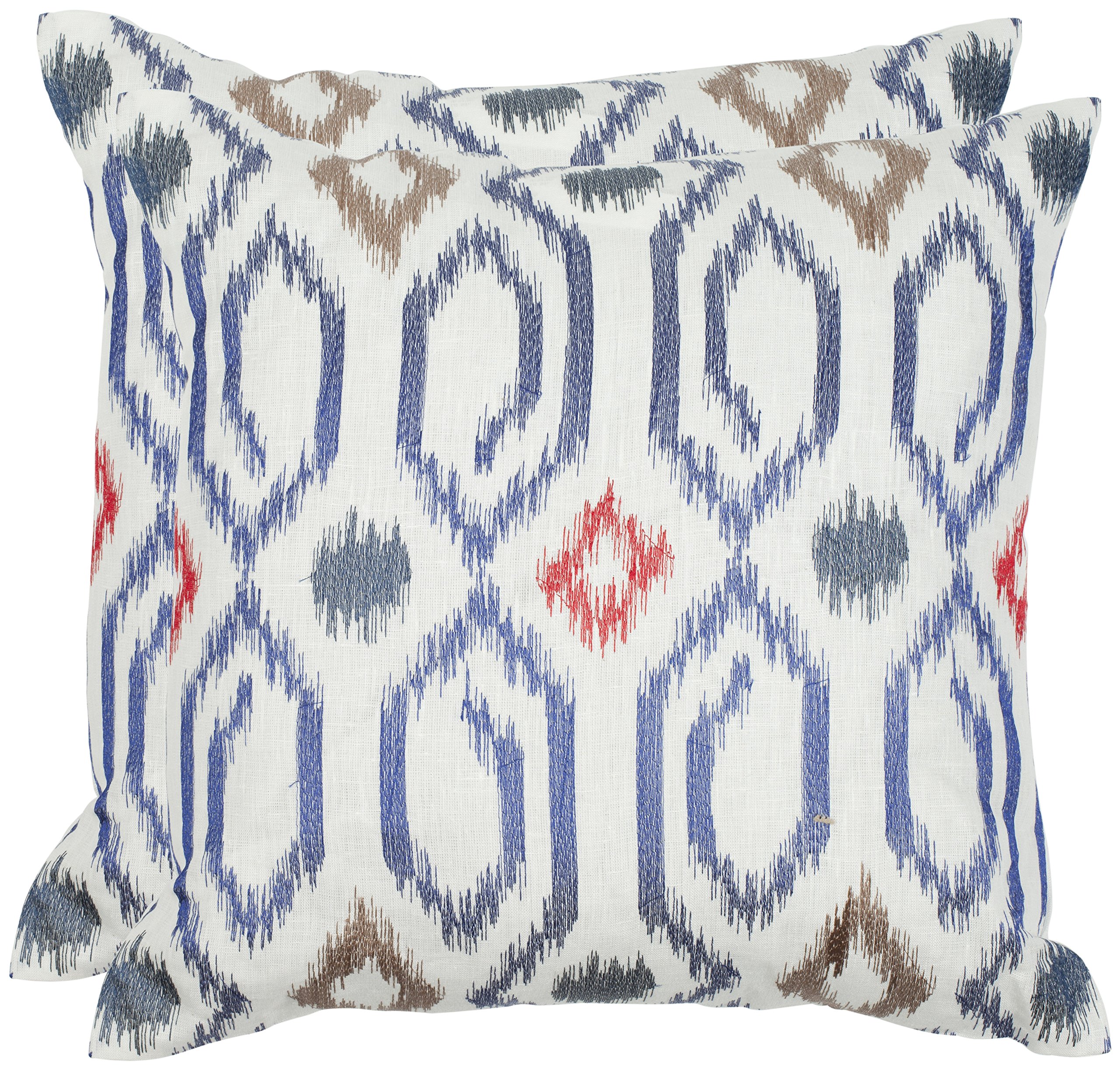 Safavieh 18x18 Inch Navy Blue Throw Pillow Set of 2 - Soft Decorative Cushions for Sofa, Bed, Living Room & Home Decor