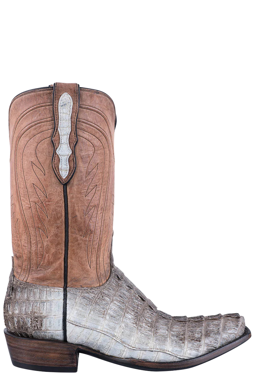 Exclusive Black Jack Men's Caiman Tail Cowboy Boots - Handcrafted Natural Leather Western Boots for Rodeo, Country Dance & Outdoor Adventures