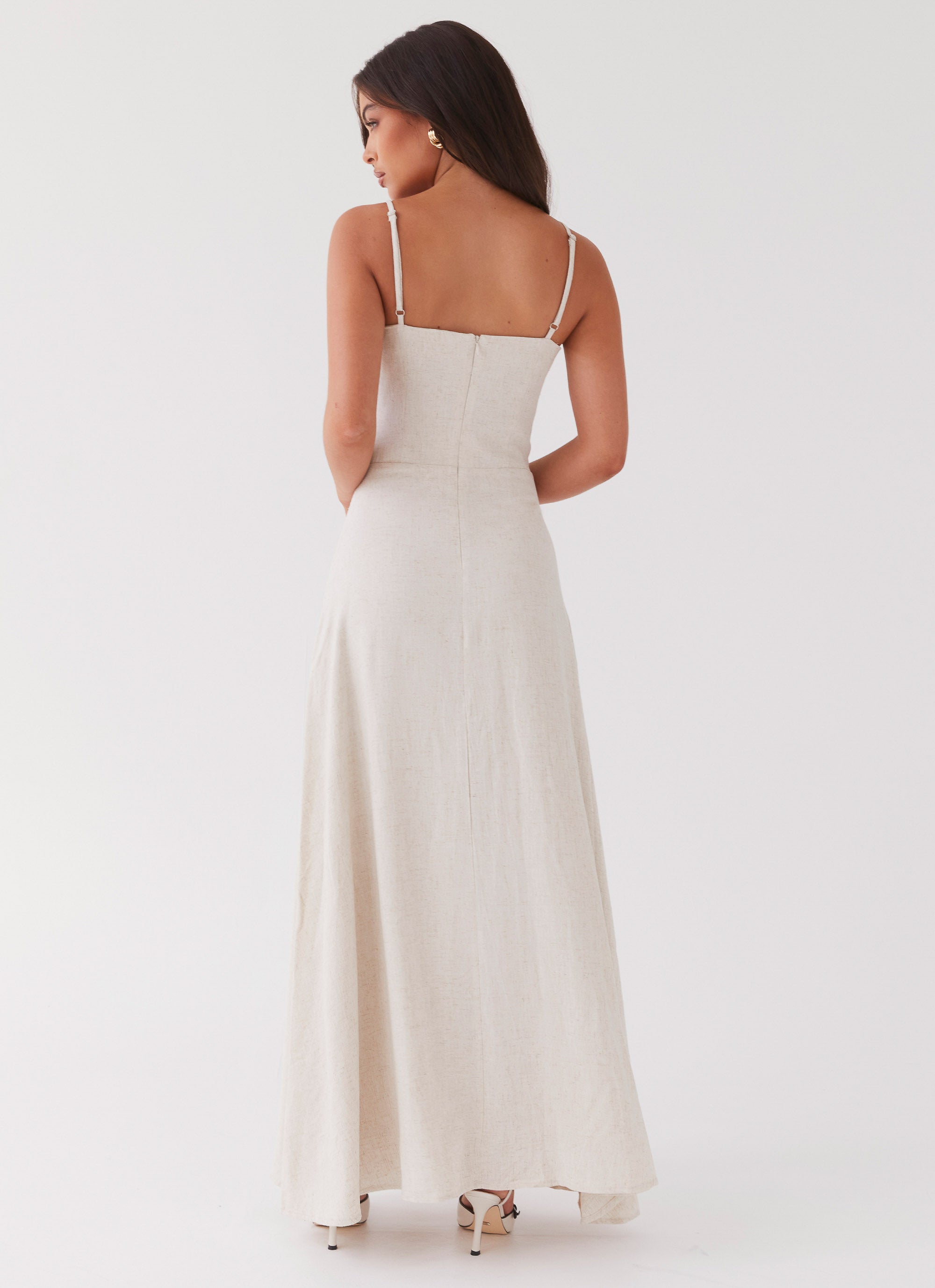 Angelina Linen Maxi Dress for Women - Breathable Summer Oatmeal Long Dress - Perfect for Beach Vacation, Boho Chic Outfits & Casual Wear