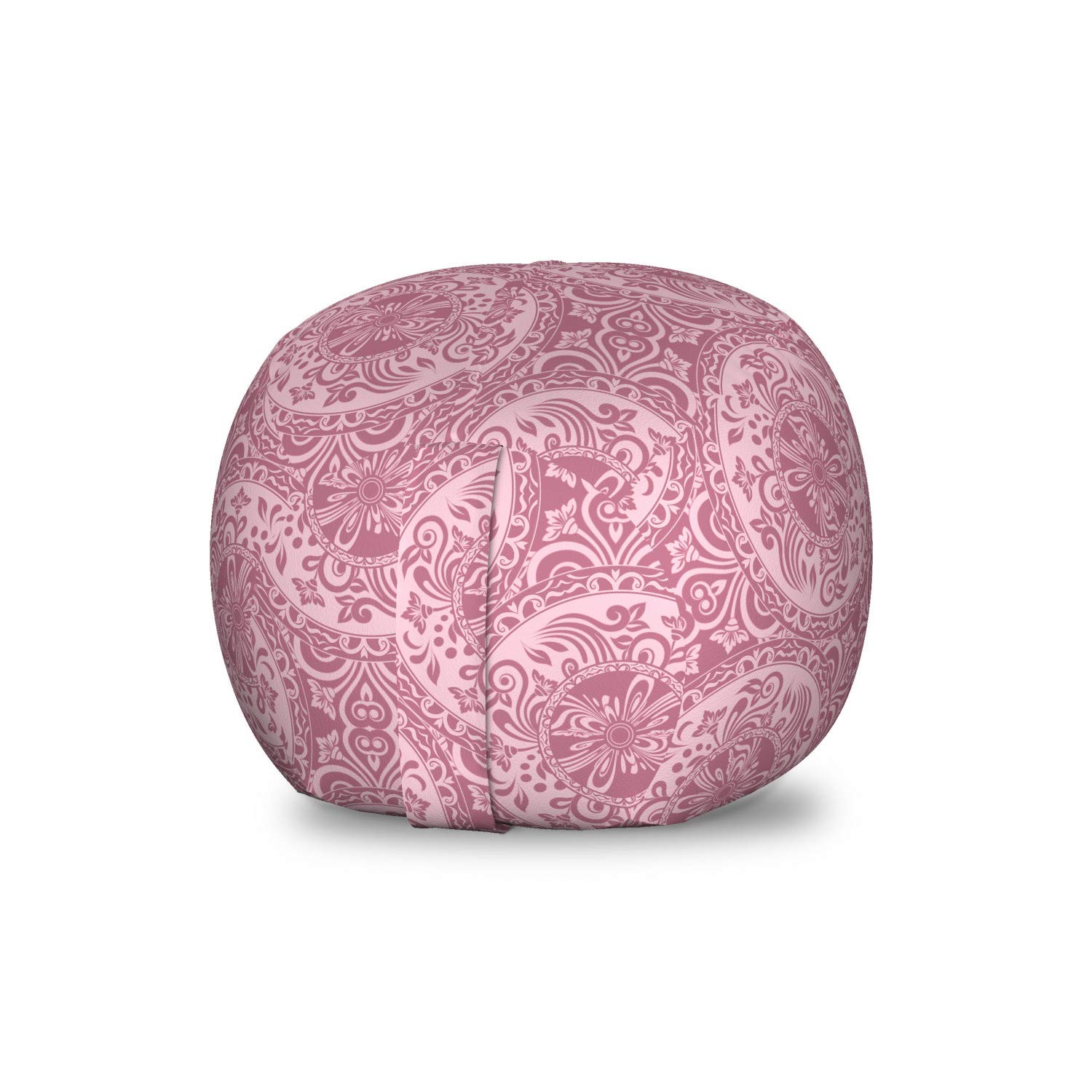 Ambesonne Damask Storage Toy Bag Chair - Monochrome Floral and Circle Pattern Stuffed Animal Organizer, Washable Small Size in Dried Rose Color - Perfect for Kids' Room, Nursery Organization & Toy Storage