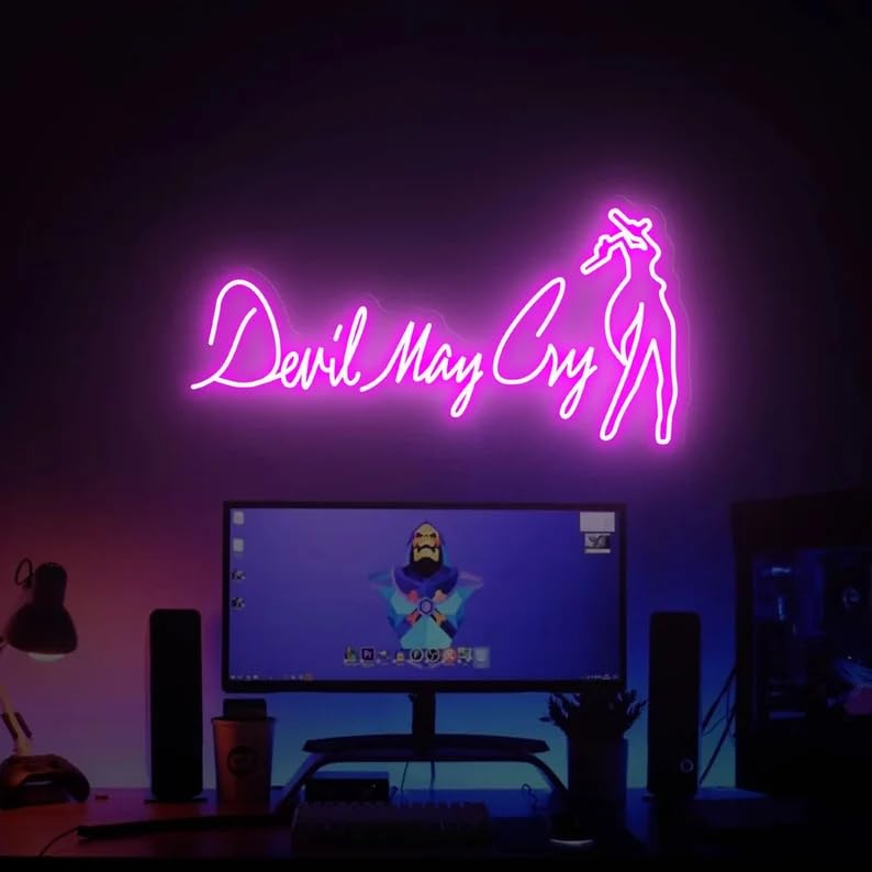 Custom Devil Cry Neon Sign - Personalized LED Wall Art for Game Room, Bar & Restaurant Decor | 5V USB Powered | Perfect for Christmas Gifts, Gaming Setup & Nightclub Lighting