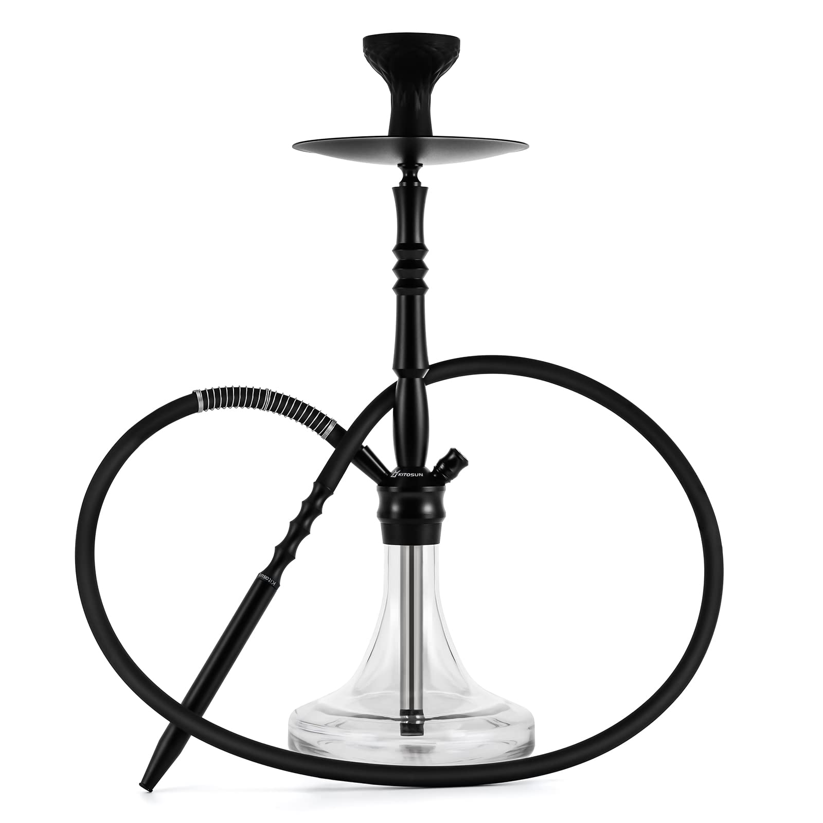 Premium Glass Hookah Set with Stainless Steel Downstem & Diffuser - Washable Silicone Hose, Rubber Shisha Bowl, Metal Charcoal Holder & Tongs - Complete Ready-to-Use Hookah Kit for Smooth Smoking Experience - Perfect for Parties, Lounges & Relaxation at Home