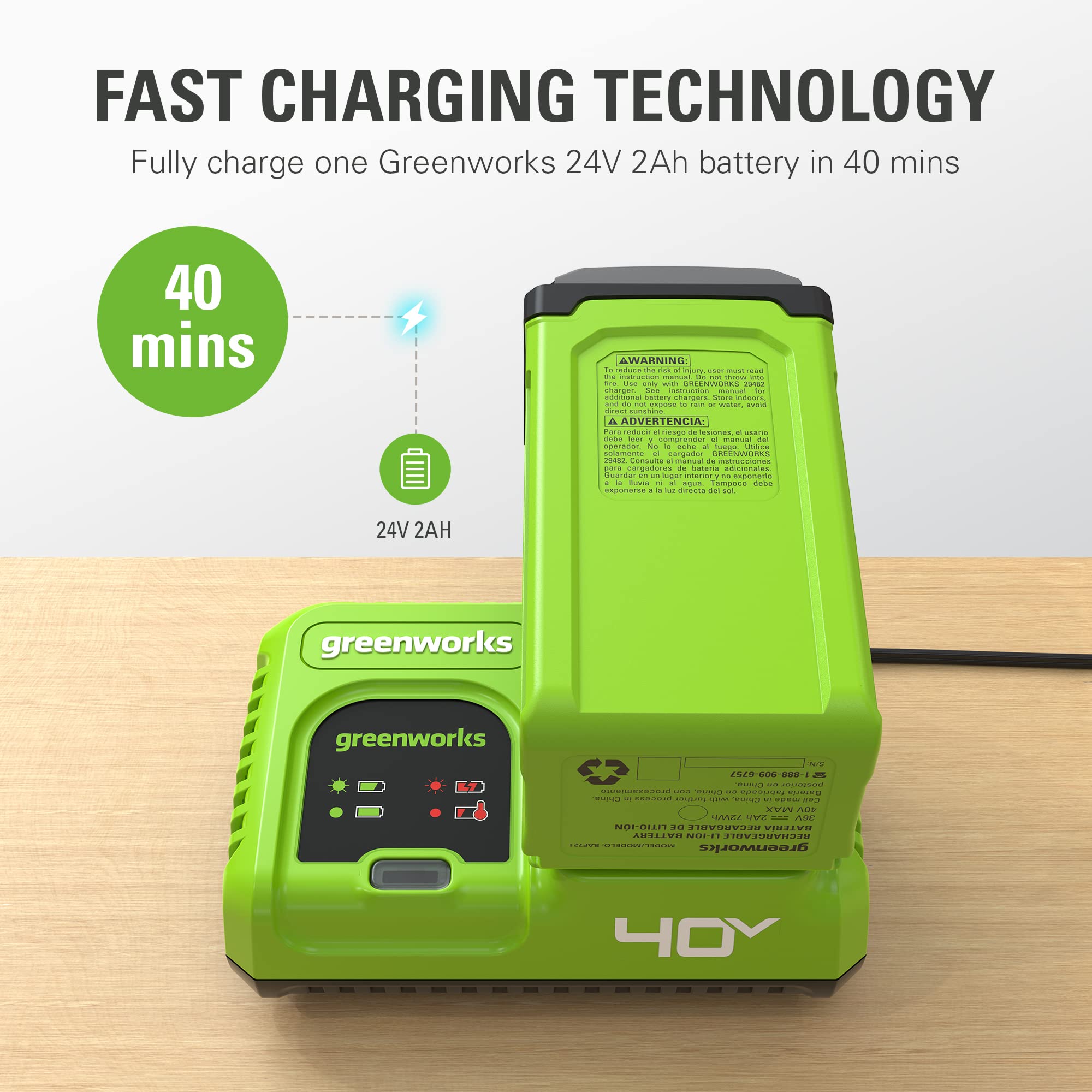 40V 5A Fast Charger for Power Tools - Quick Charging Battery Pack for Drills, Saws & Outdoor Equipment - Perfect for DIY Projects & Professional Worksites