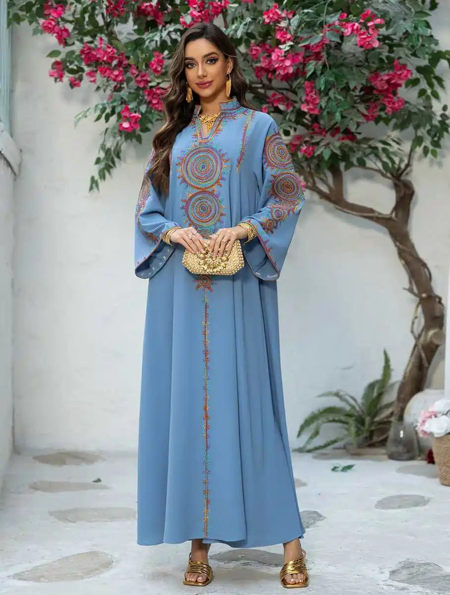 Elegant Eid Jalabiya Caftan Dress for Women - Traditional Embroidered Kaftan Gown - Perfect for Eid Celebrations, Weddings & Special Occasions