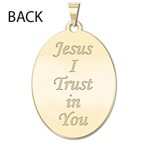 Divine Mercy Double Sided Oval Religious Medal - 14K Gold or Sterling Silver Protection Jewelry for Men & Women | Perfect for Baptism, First Communion & Spiritual Gifts | PicturesOnGold.com
