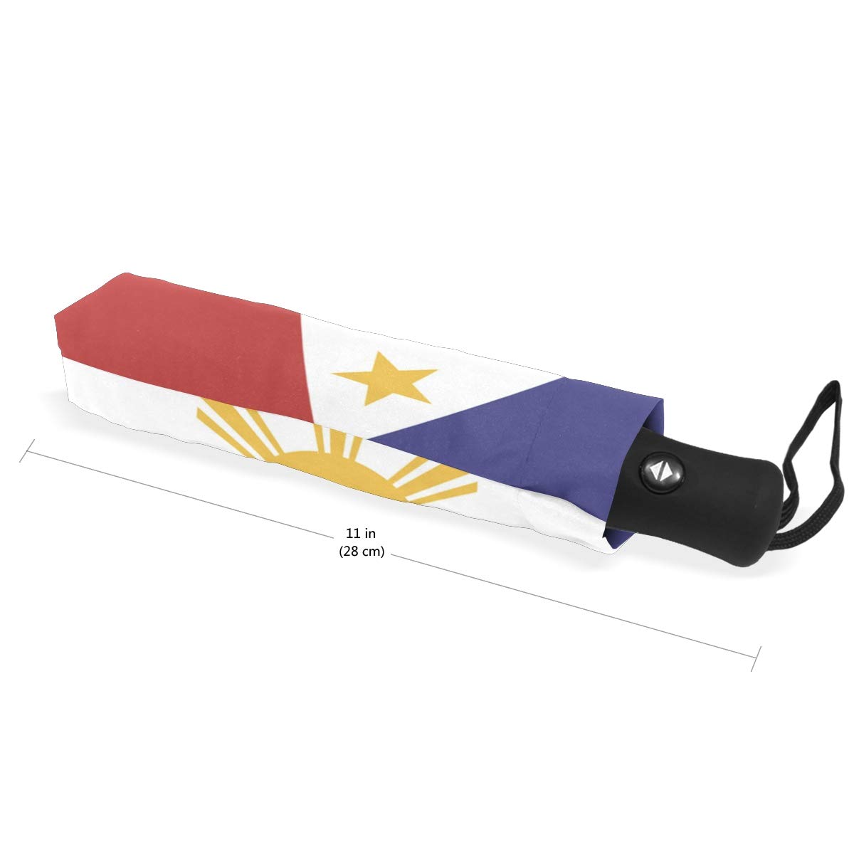 Windproof Travel Umbrella Auto Open & Close - Compact Folding Umbrella for Rain with Philippines Flag Design - Perfect for Commuting, Travel & Outdoor Activities