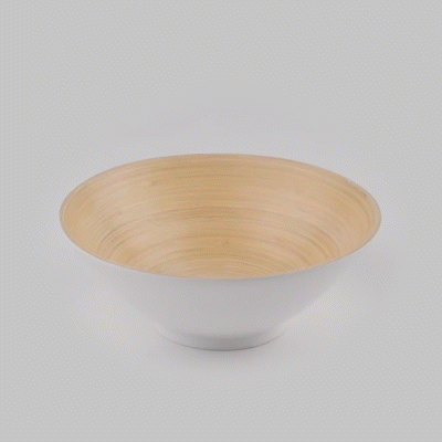 Bambuddha 29 oz Round White Spun Bamboo Serving Bowl - Eco-Friendly, Durable 8.25