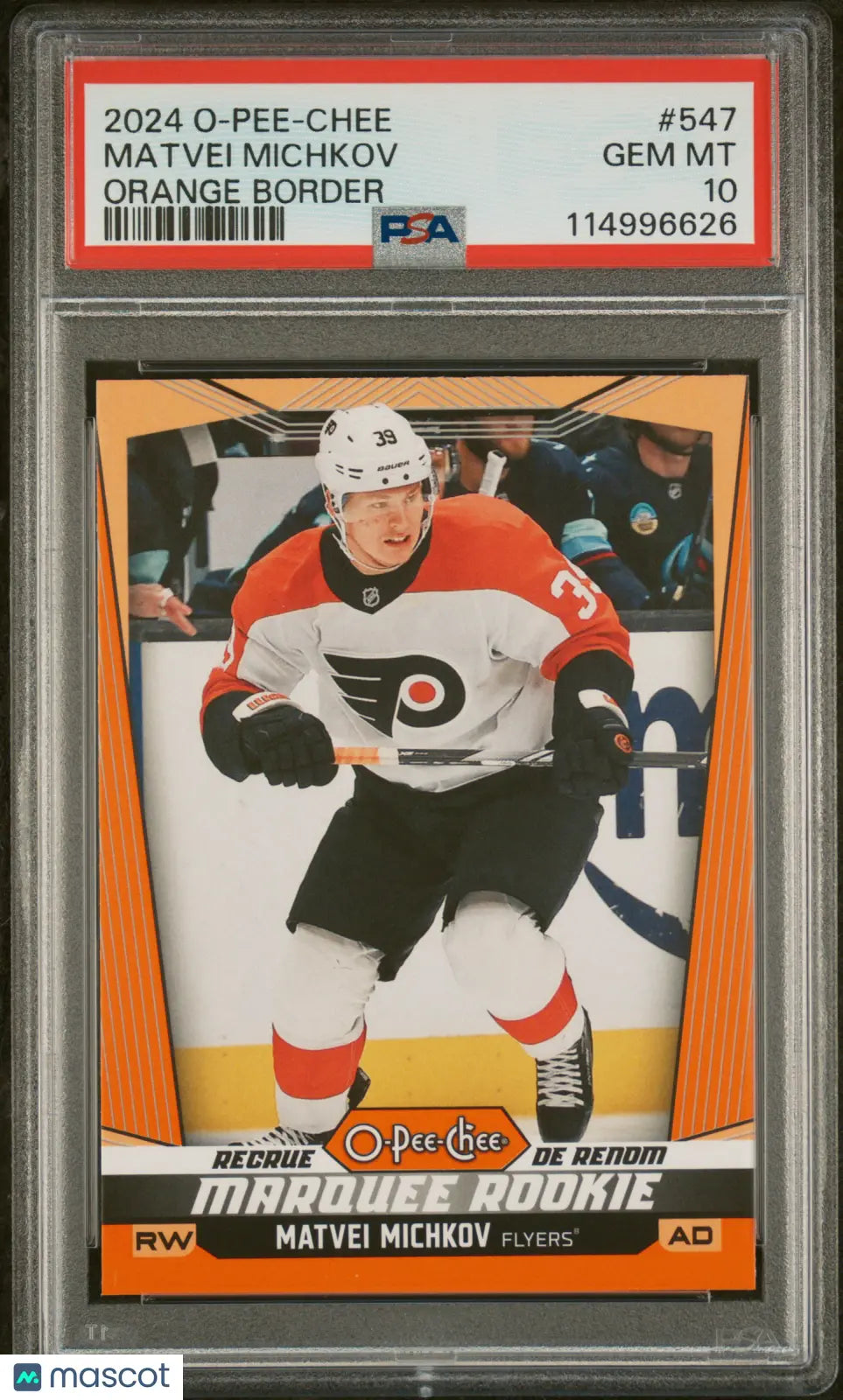 2024-25 O-Pee-Chee Matvei Michkov Rookie Card RC Orange Border PSA 10 Gem Mint /25 - Hockey Collectibles & Sports Memorabilia for Fans and Investors