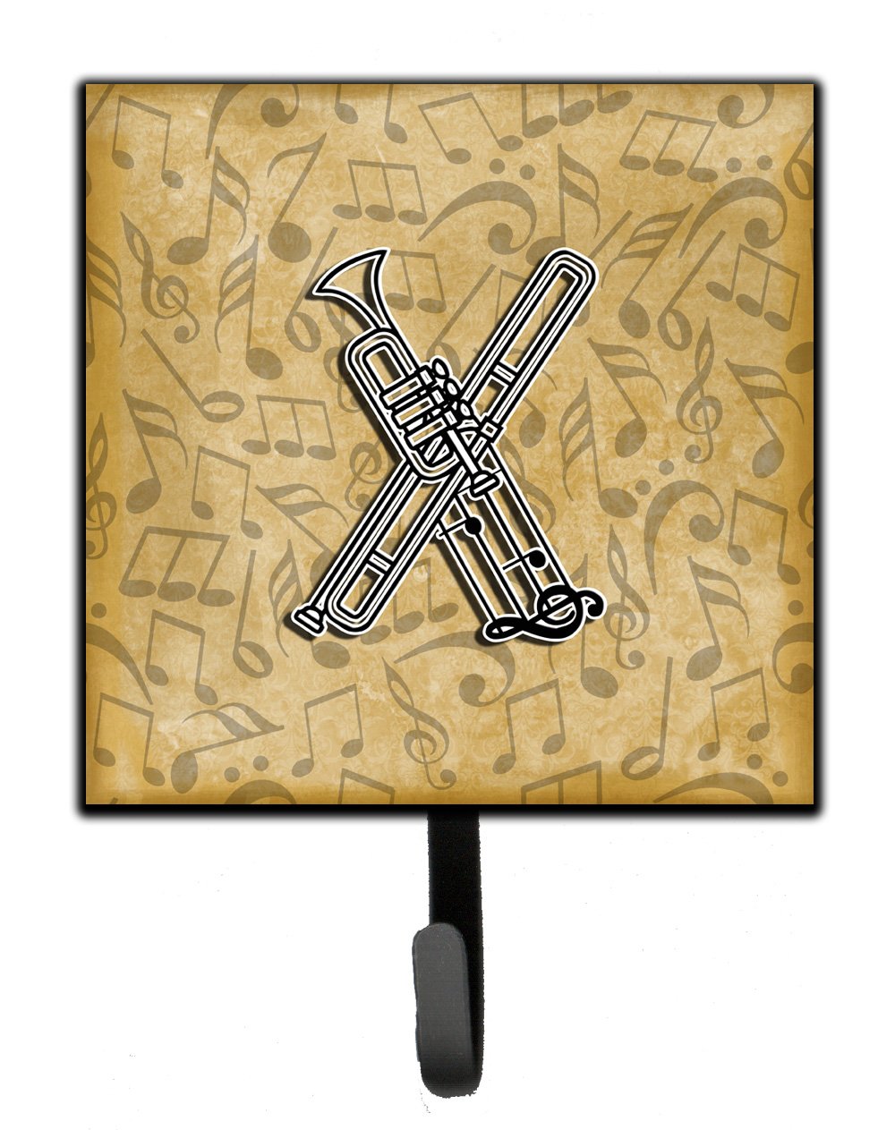 Caroline's Treasures CJ2004-XSH4 Letter X Musical Instrument Alphabet Key Holder & Wall Hooks - Durable Coat Rack for Keys, Leashes, Towels & Aprons - Perfect for Entryway, Kitchen & Bathroom Organization