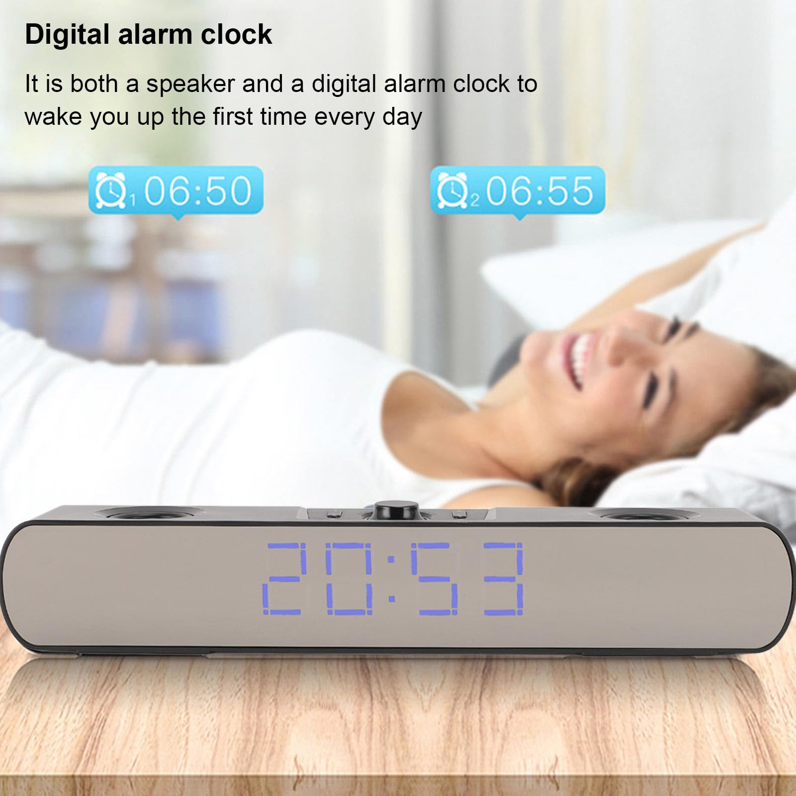 Annadue Bluetooth Computer Speakers with Subwoofer - Gaming Sound Bar with Alarm Clock, FM Radio, USB/AUX Input - Perfect for PC, Monitor, Home Office & Gaming Setup (Black)
