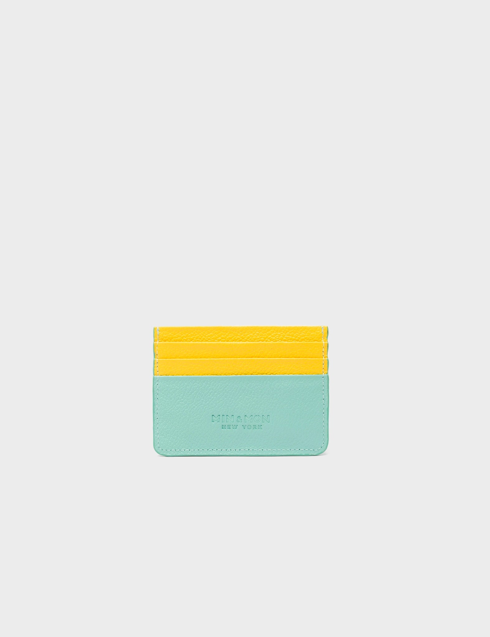 Filium Oceanic Green Leather Cardholder with Eye Love New York Embroidery - Slim RFID Blocking Wallet for Men & Women | Perfect for Travel, Business Cards, and Everyday Use