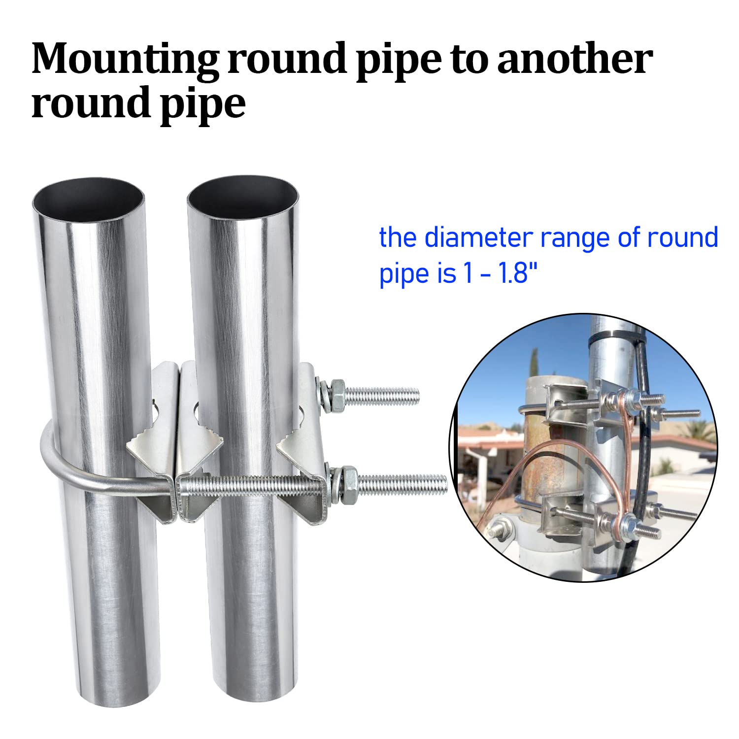 Heavy Duty Mast Clamp Kit - 3 Sets for Outdoor Antenna Installation
