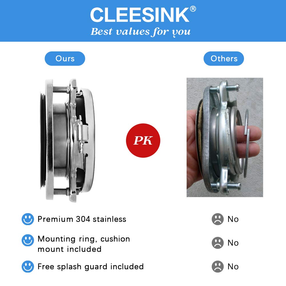 Stainless Steel 3 Bolt Mount Garbage Disposal Flange Kit with Splash Guard - Fits 3.5