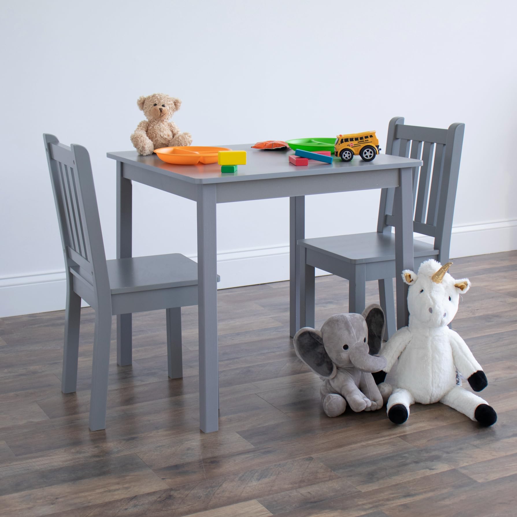 Humble Crew Kids Wooden Table and 2 Chairs Set - Square Toddler Activity Table for Arts, Crafts & Snack Time - Sturdy Durable Children's Furniture for Playroom, Classroom & Home Learning